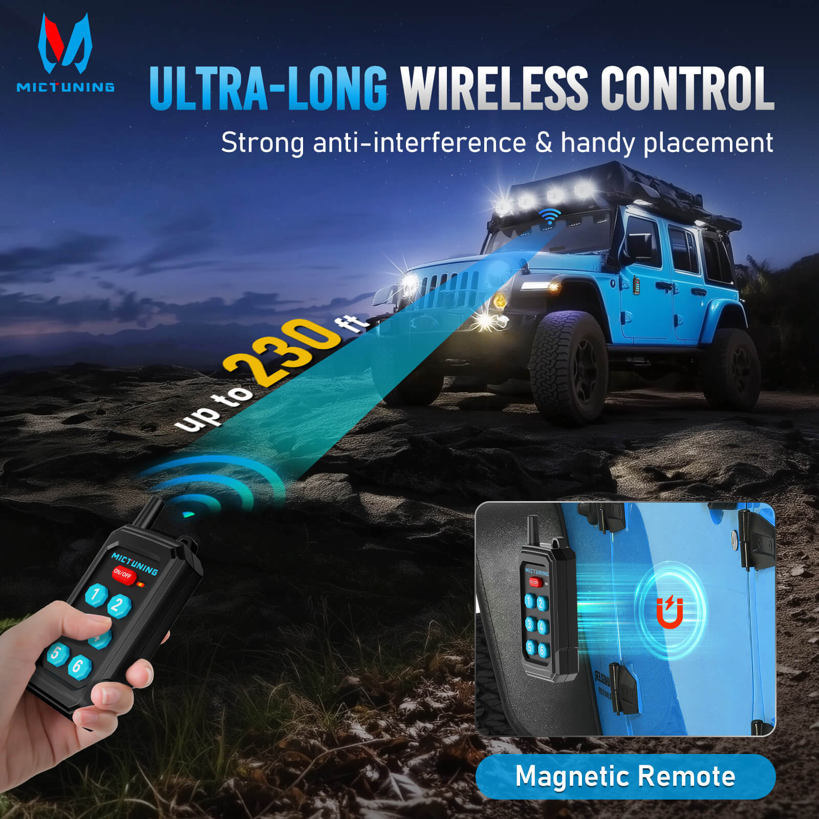 MICTUNING Upgraded P1Y RGB Switch Panel with Remote+App Control, 6/8/12 Gang, Remote Control Range Up to 230FT