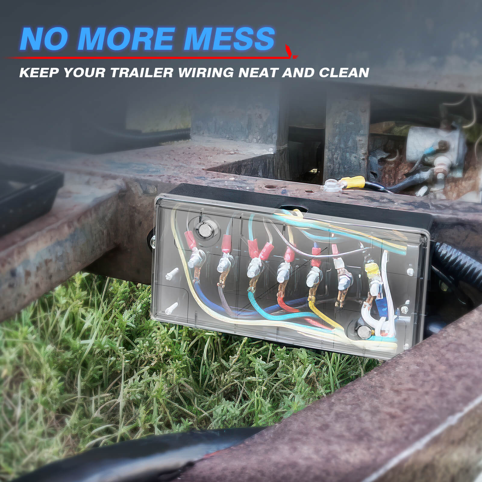 MICTUNING 7 Way Electrical Trailer Junction Box with See-Through Lid, 7 ...