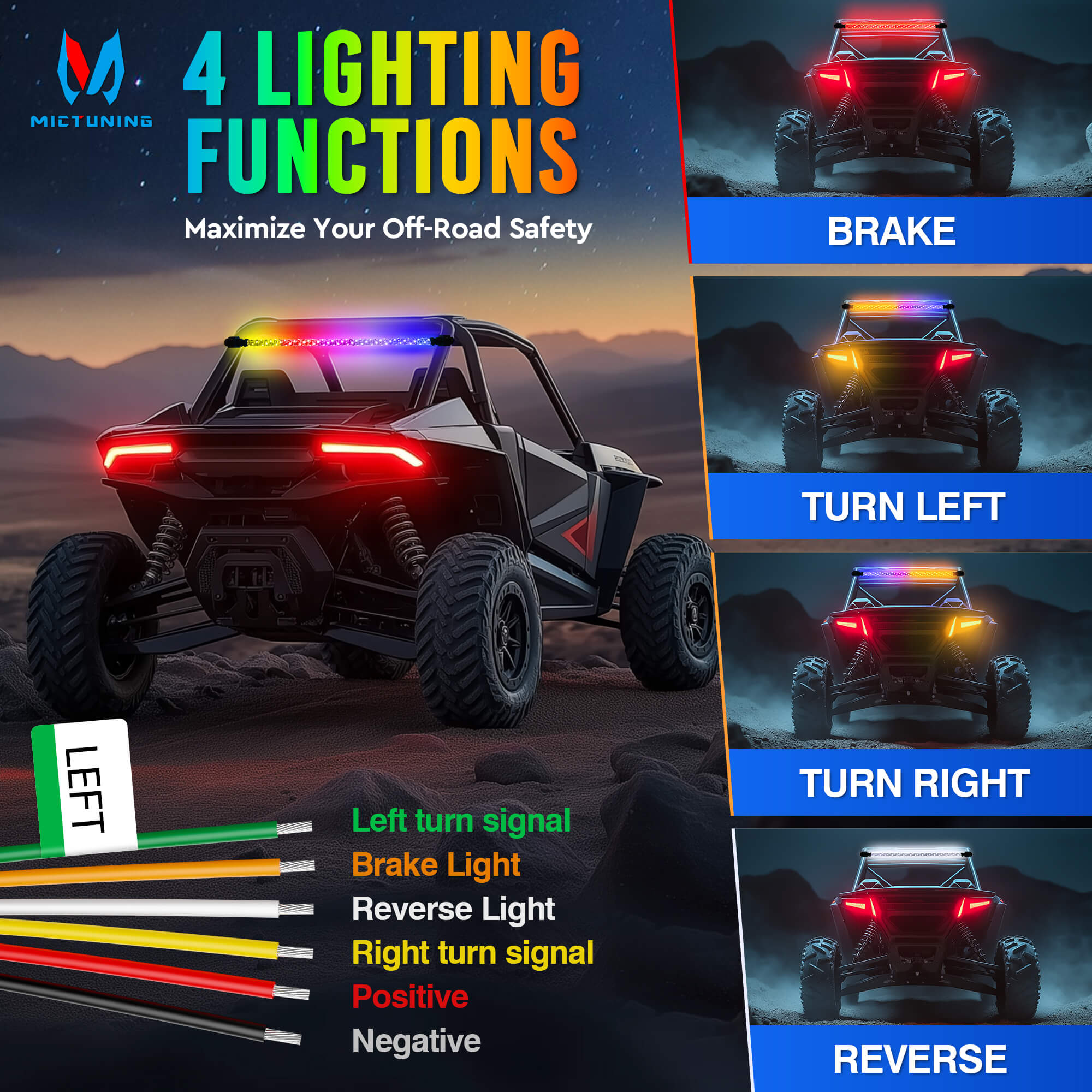 30inch LED Chase Light Bar, Offroad Safety Flashing Light bar APP Remote Control with Brake, Reverse and Turn Signal Lights