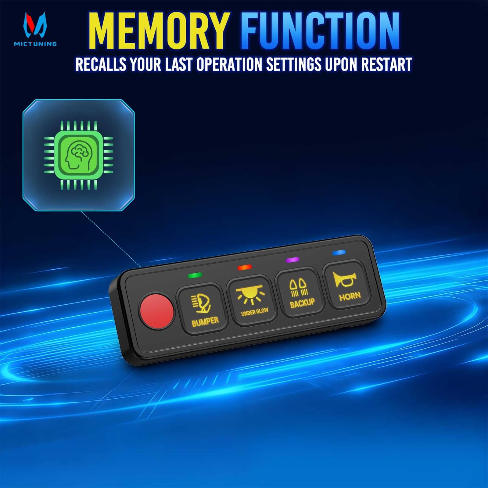 AS-40/AS-60 4 Gang/6 Gang Switch Panel, High Power Multifunction Toggle Momentary Strobe Circuit Control Relay System Box with Strong Adhesive