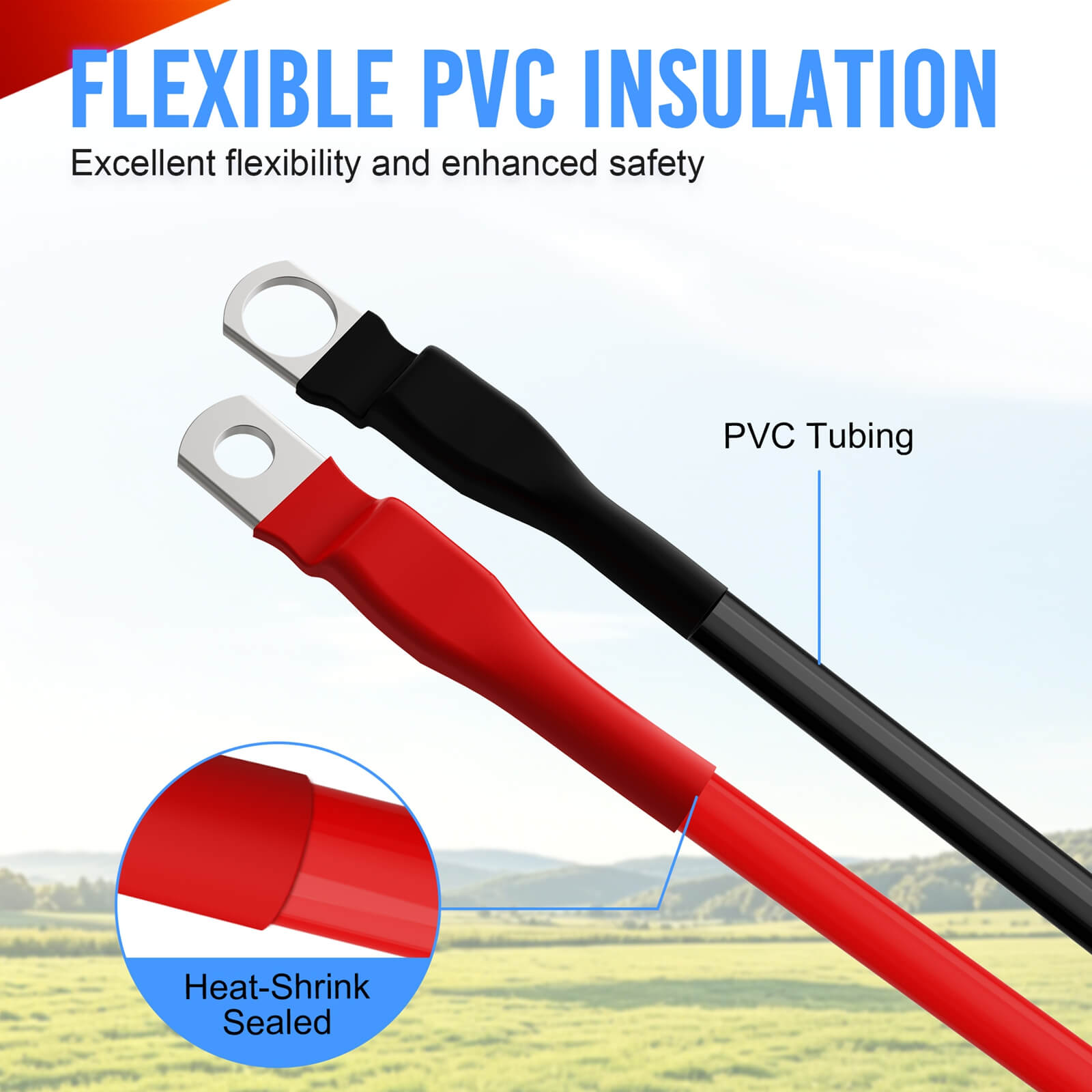 2pcs 7 AWG Battery Cables 7-Feet Heavy Duty Marine Battery Power Inverter Copper Wire Set for MICTUNING Switch Panels