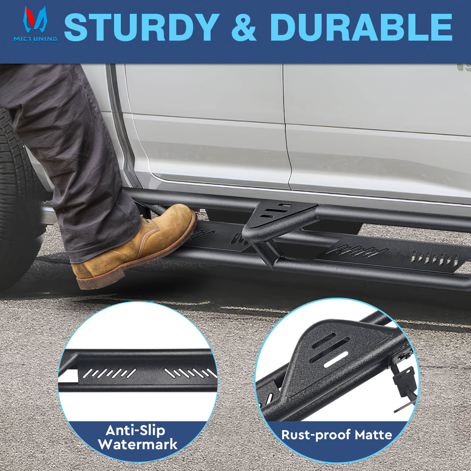 2009-2018 Dodge RAM 1500, 2019-2023 1500 Classic Quad Cab Side Running Boards, Heavy-Duty Side Steps