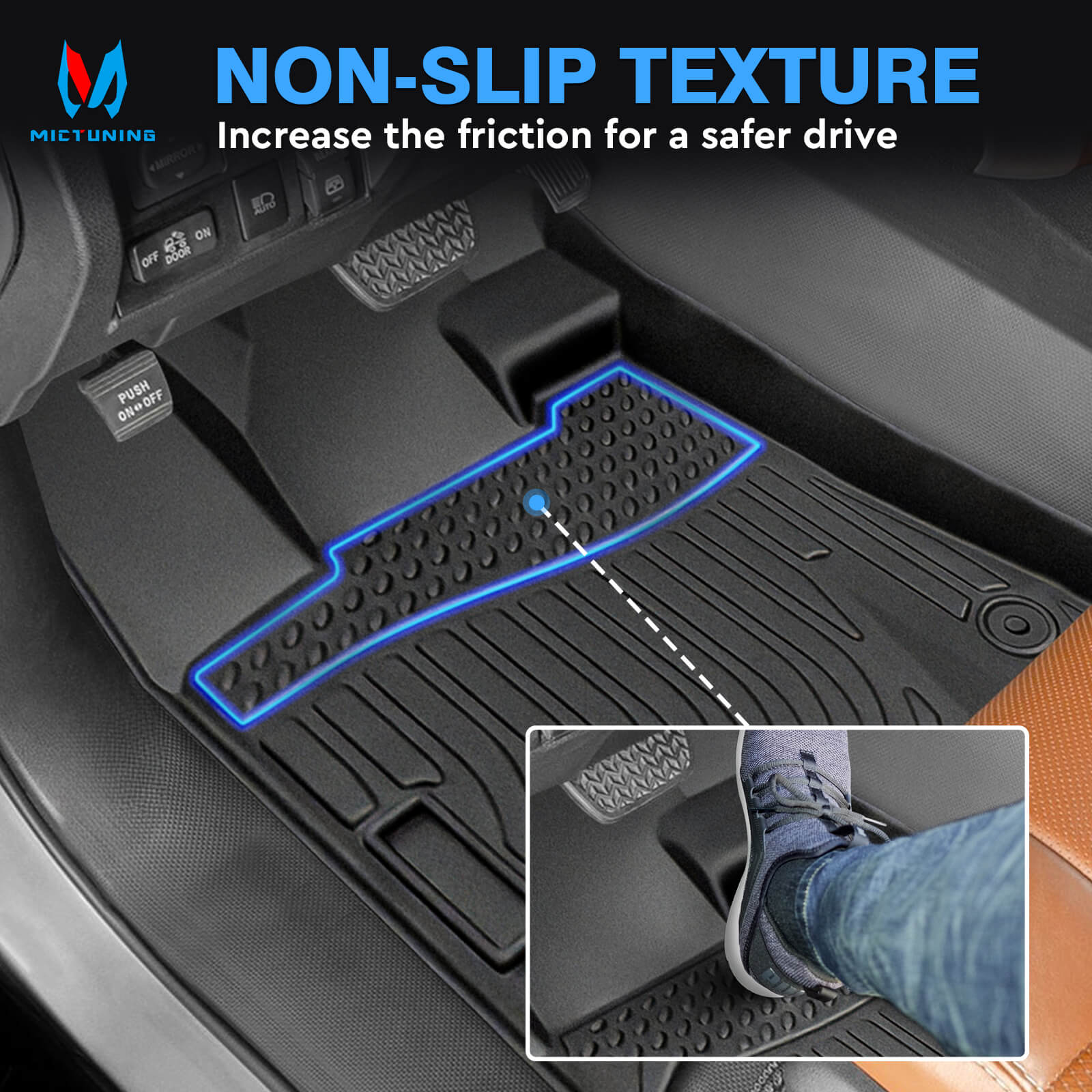 For Toyota Tundra 2014-2021 CrewMax Cab Floor Mats, 1st & 2nd Row Car Mats, Custom Fit TPE All Weather Car Liners