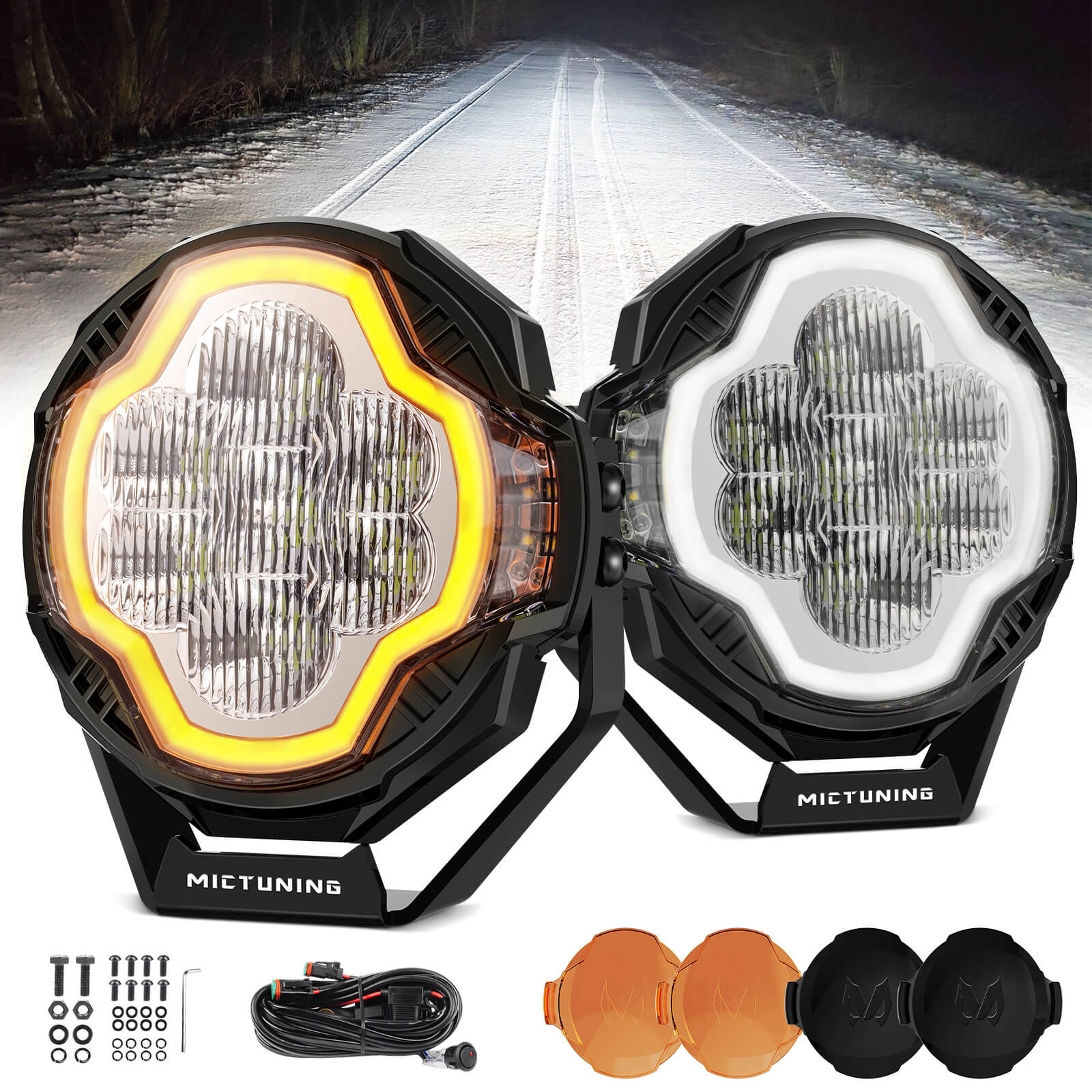 K8 Halo UltraDrive Pod Light 4 Inch/5 Inch, Offroad Driving Beam Extended Range & Wider Spread, LED Side Shooter, IP68 Waterproof, Pair