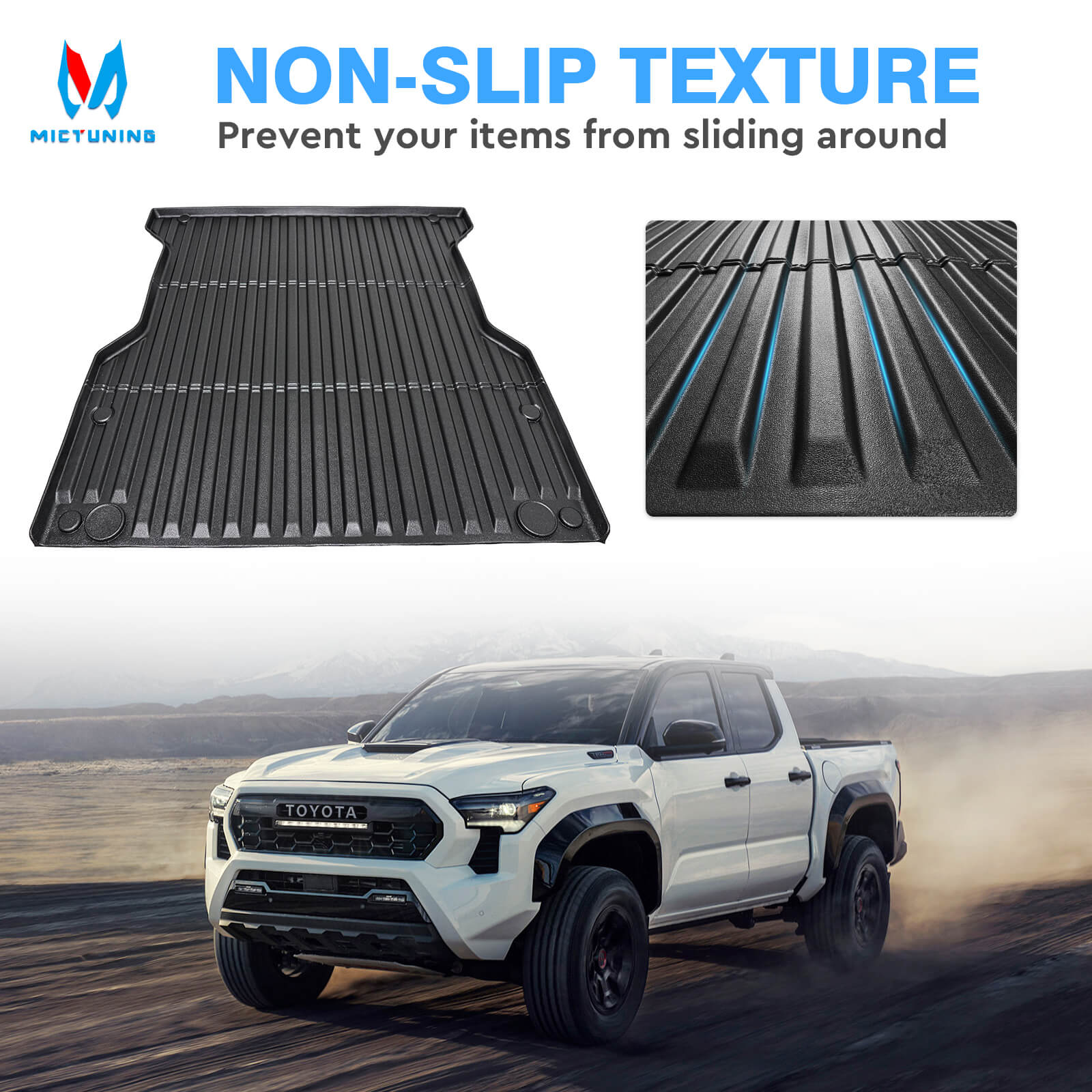 Fit for 2024 Toyota Tacoma Truck Bed Mat 5FT/6FT, Custom TPE Heavy Duty Pickup Car Bed Cargo Mat