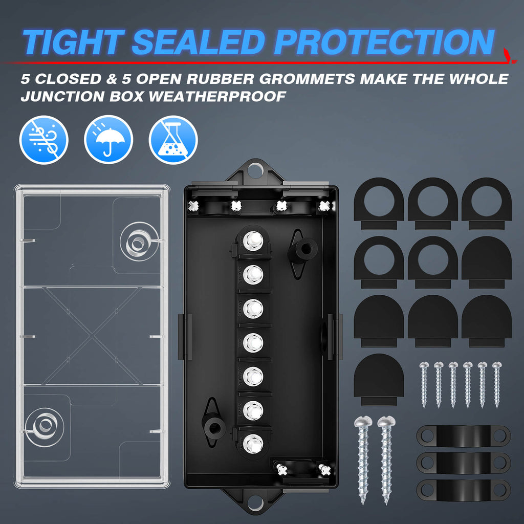 7 Connection Box MICTUNING 7 Way Electrical Trailer Junction Box with See-Through Lid, 7 ...