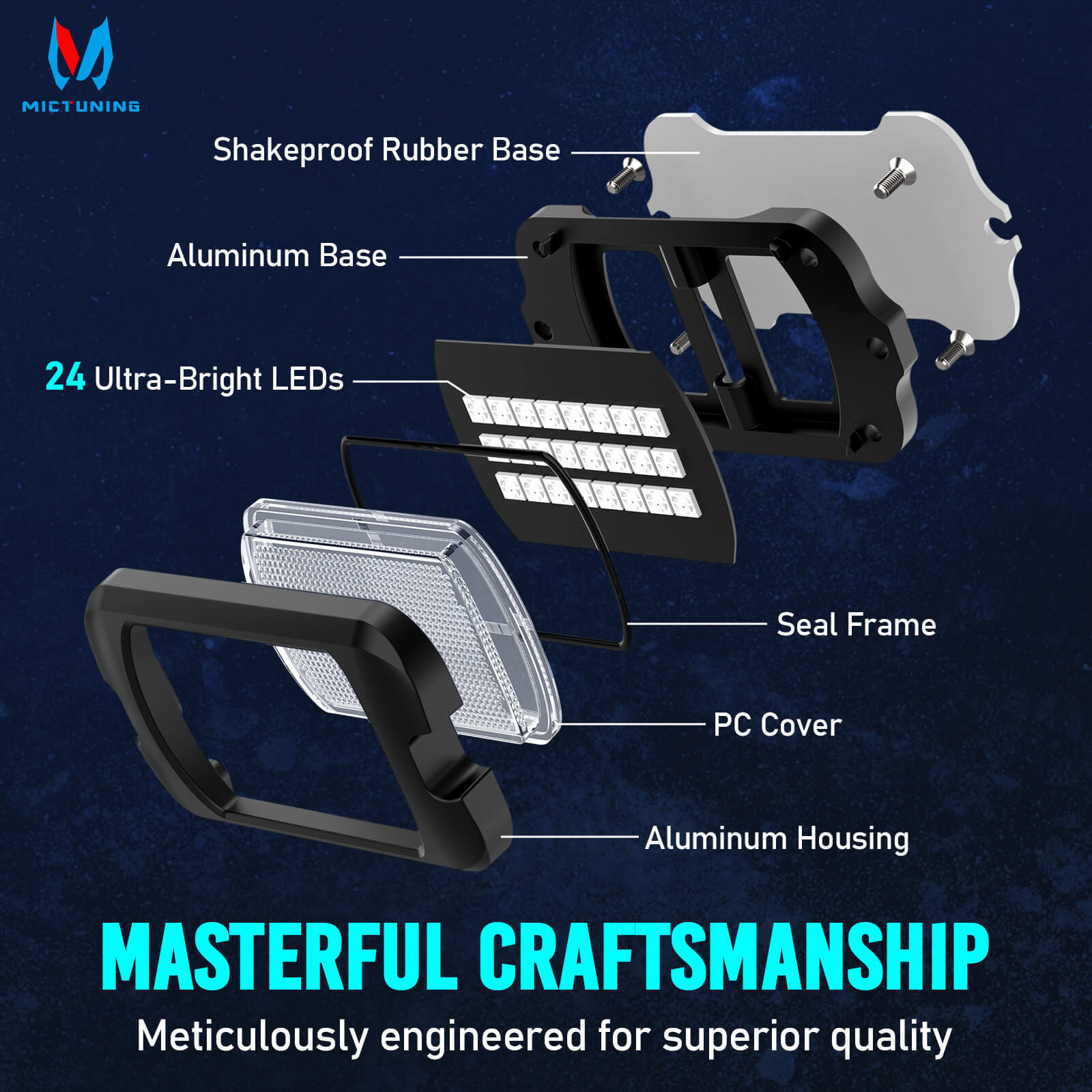 MS-W Slim Wireless Switch Panel Up to 208FT Range 6 Gang/8 Gang Bundle with Q1 Max RGB+IC Rock Lights Chasing Dream Color 8-24 Pods