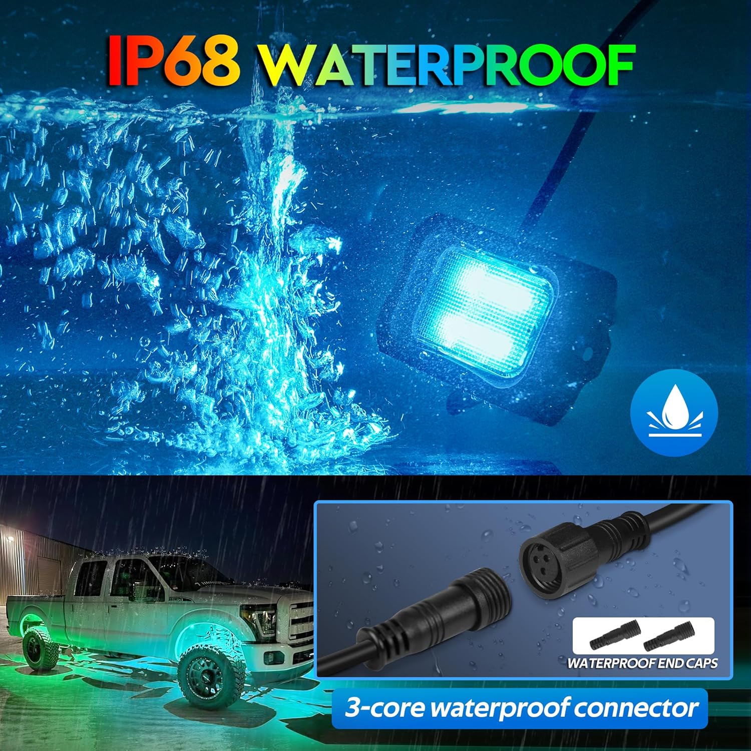 C2 Max RGB+IC Chasing Color Rock Lights Kit, 2-24 Pods, IP68 Waterproof, Black Housing