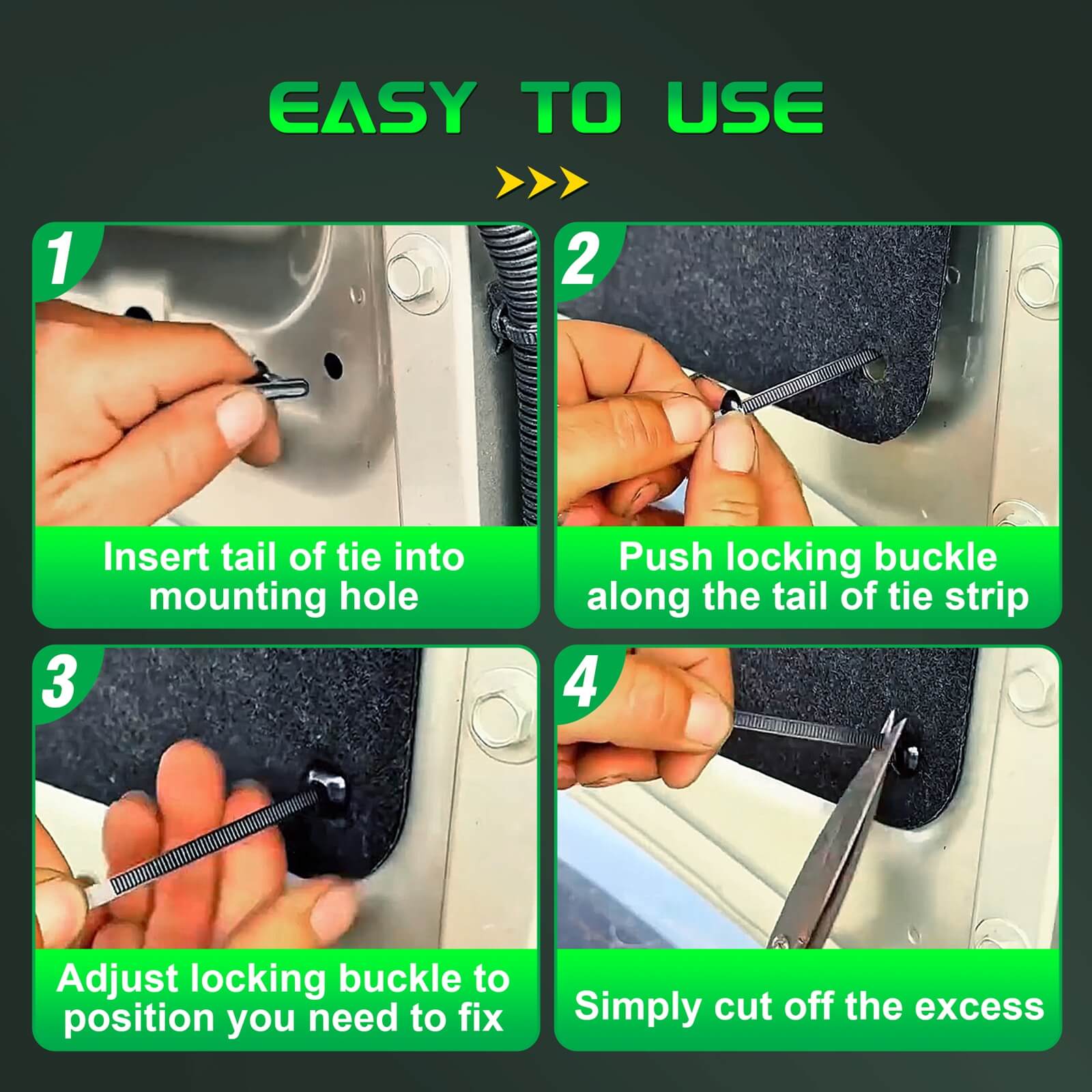 Nylon Universal Cable Tie Buckle, Multifunctional Snap Fit Nylon Clips, UV Resistant Car Zip Ties Clips (150pcs)