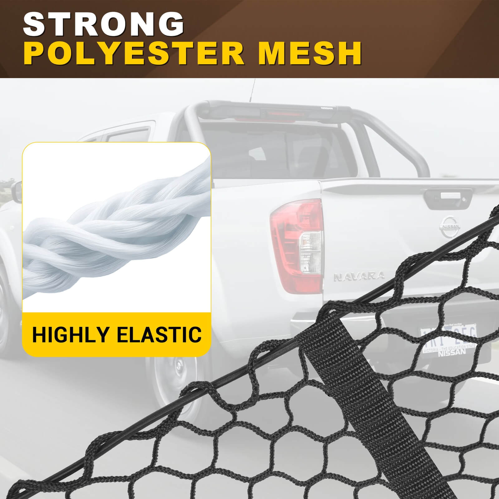 3 Pocket Mesh Cargo Net, Elastic Stretchable Cargo Organizer Storage Net for Car, SUV, Pickup Truck Bed with Metal Carabiners Storage Bag