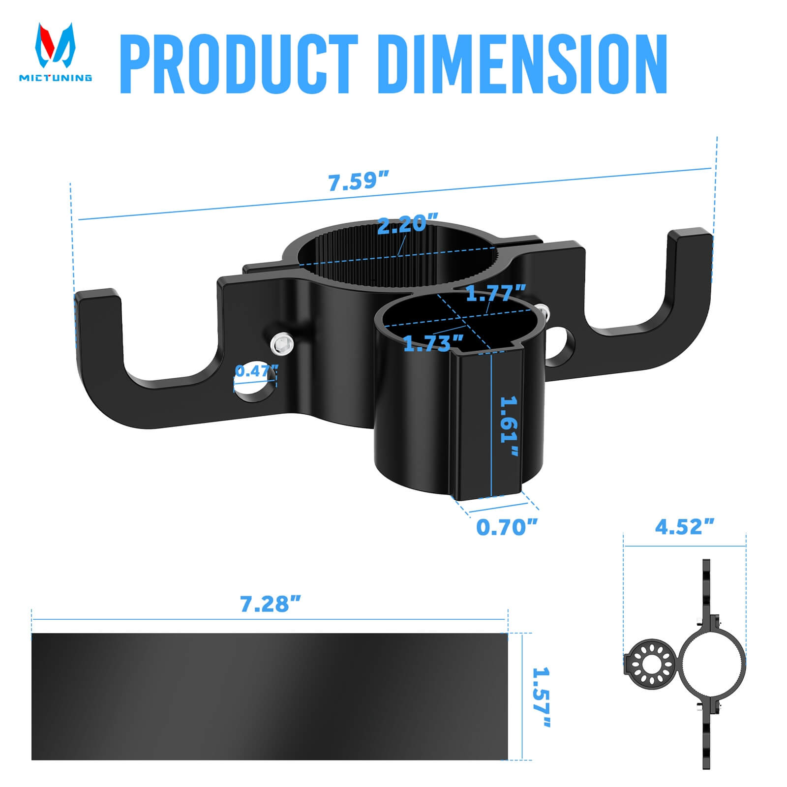 Trailer Towing Chain Organizer, 7-Way Plug Holder with Hollow Bottom, Heavy-Duty RV Tongue Jack Accessories