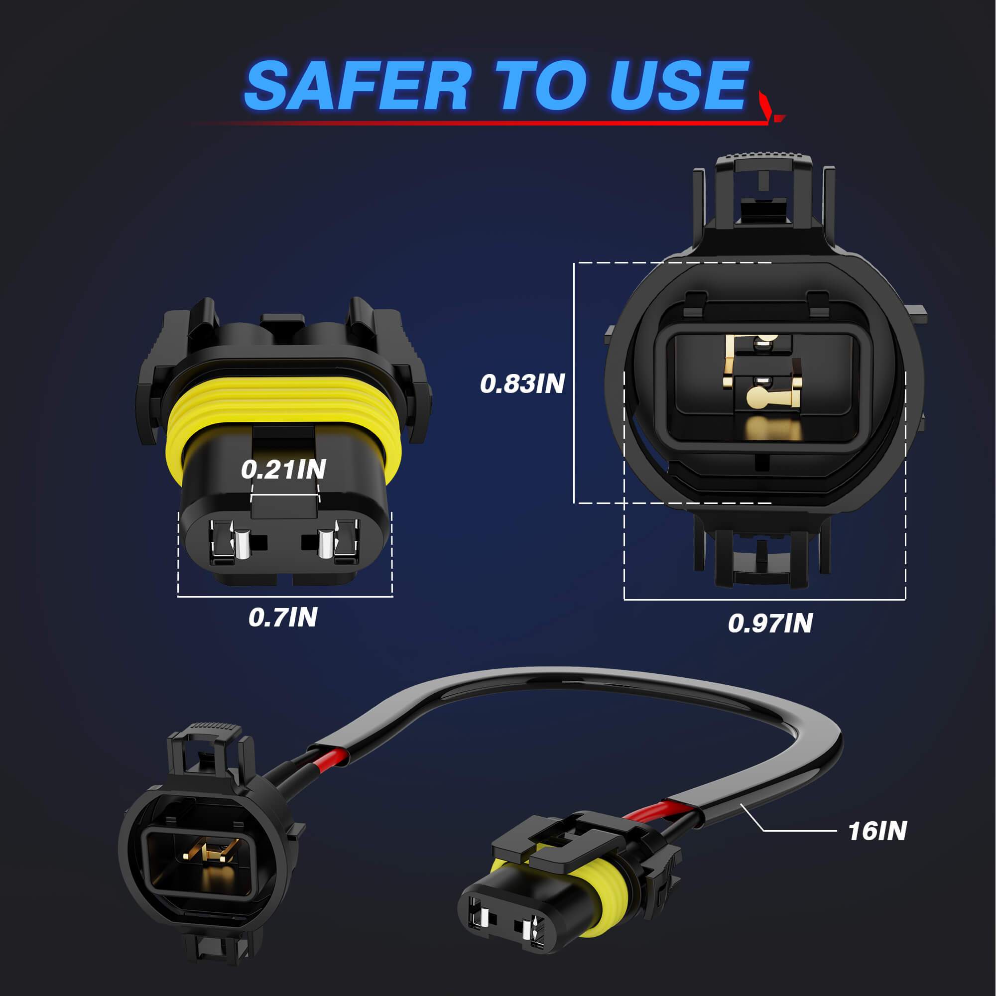 MICTUNING 5202 H16 Male to 9006 9005 Female Wire Harness Socket Connec