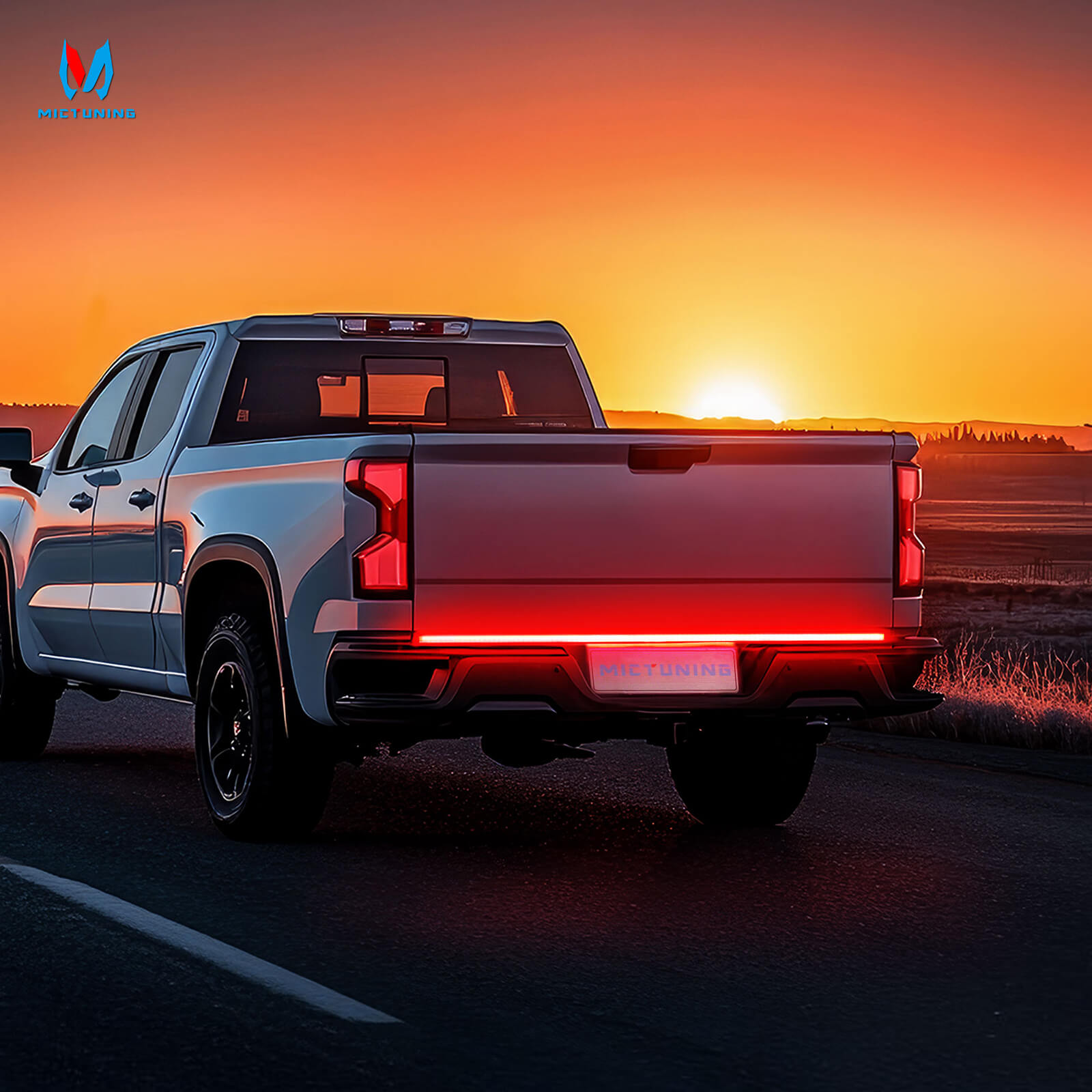 48" Truck Tailgate Light Strip Triple Row 360 LED with Red Running Brake Sequential Turn Signal, Strobe & White Reverse Lighting