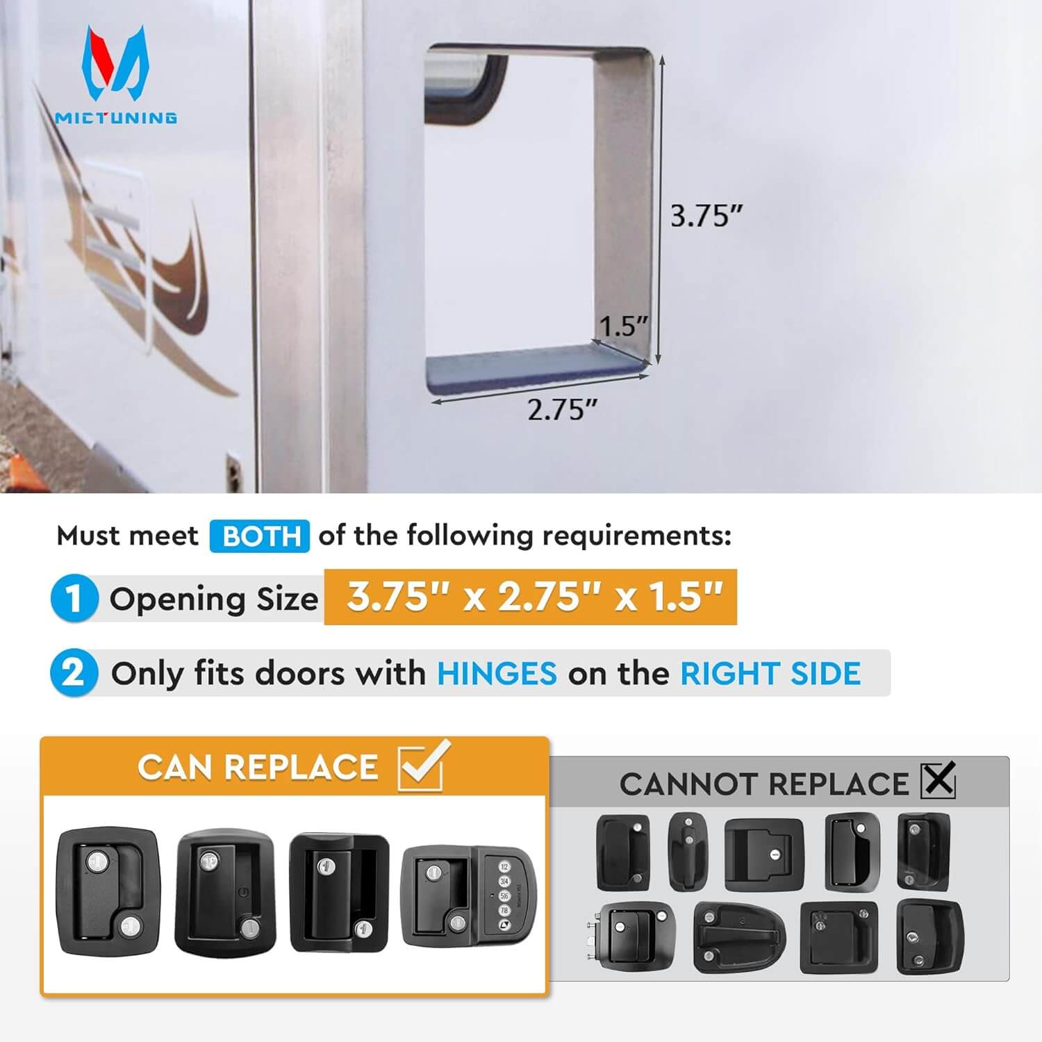 Keyless RV Door Lock Replacement, 10 Digits LED Keypad, Wireless Key Fob, Electronic NFC & Mechanical Key