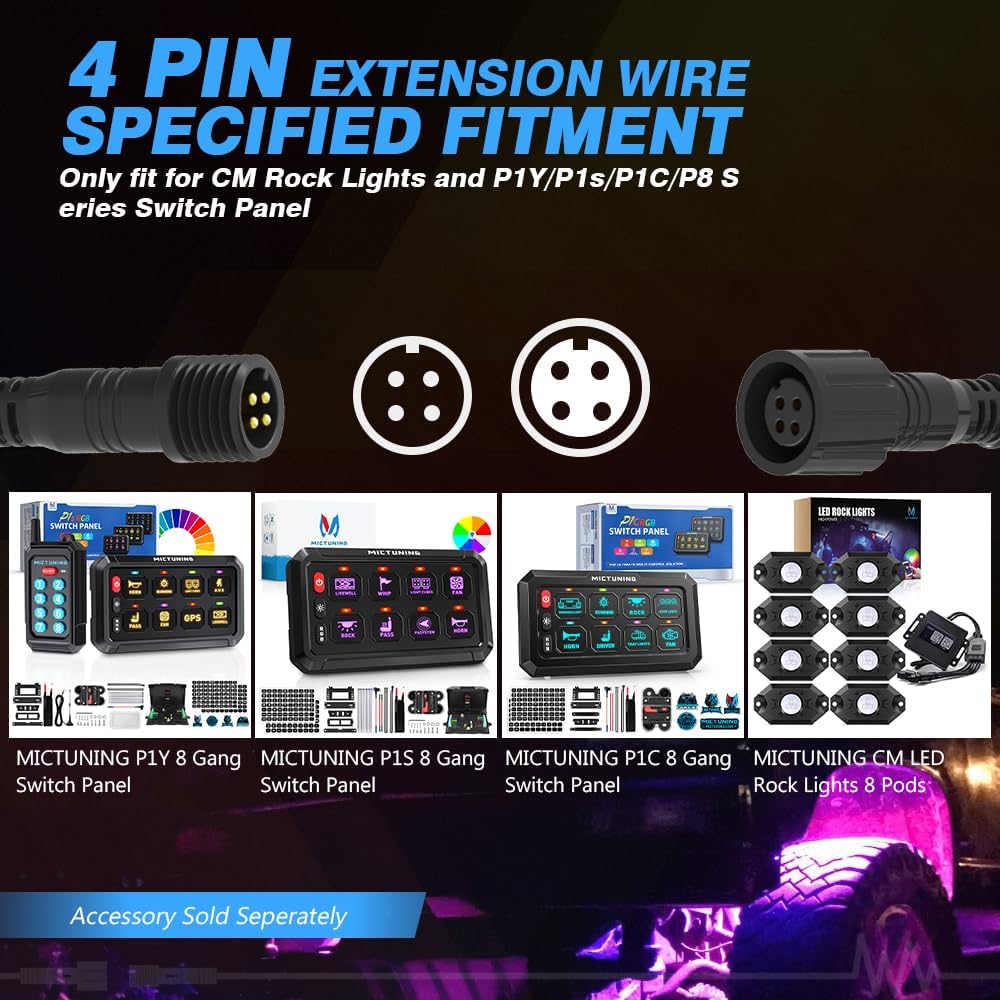 10FT 4Pin Extension Wire Cable (2PCS) - Only for 2nd-GEN(CM) RGB, and P1S P8 P8Y P1Y P1C Series Swtich Panel