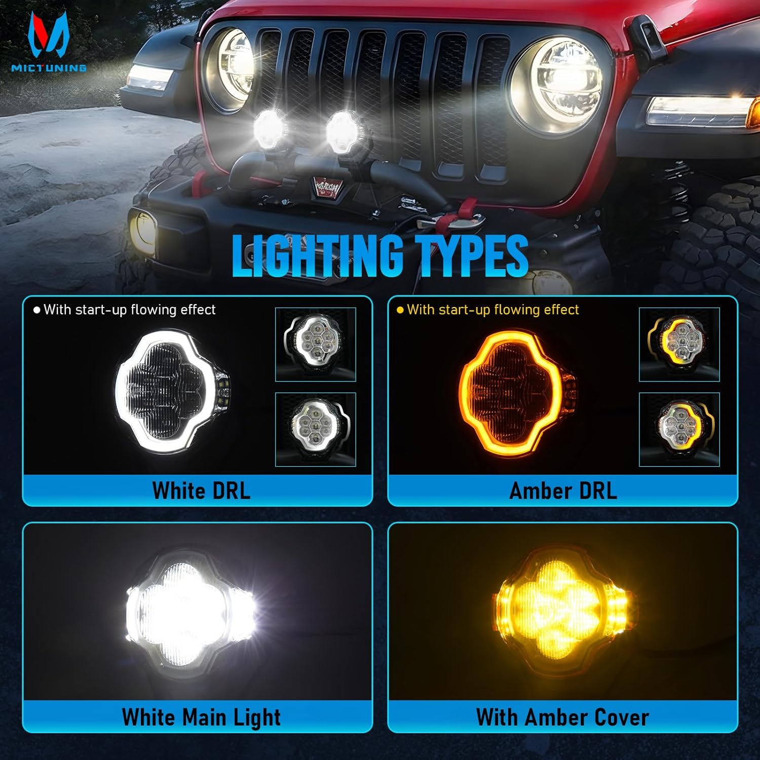K6 4 Inch 160W LED White Light Pods Bundle with K8 Halo Ultra Pod Light, Offroad Driving Beam/Spot Beam, 4 Inch/5 Inch