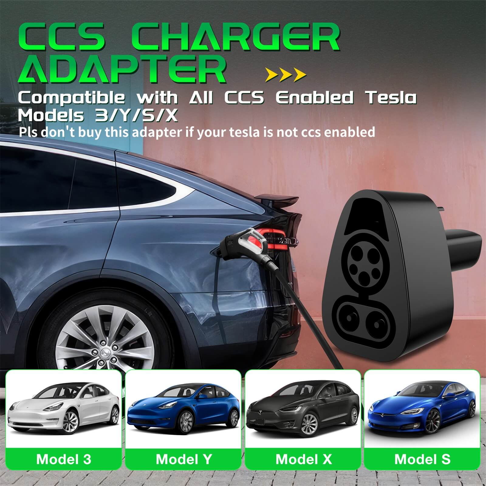 CCS to Tesla Charging Adapter, 250kW DC Fast Charging Adapter for Tesla  Model Y/X/S/3. Support Any Level 3 Fast Charging Station with CCS Plug