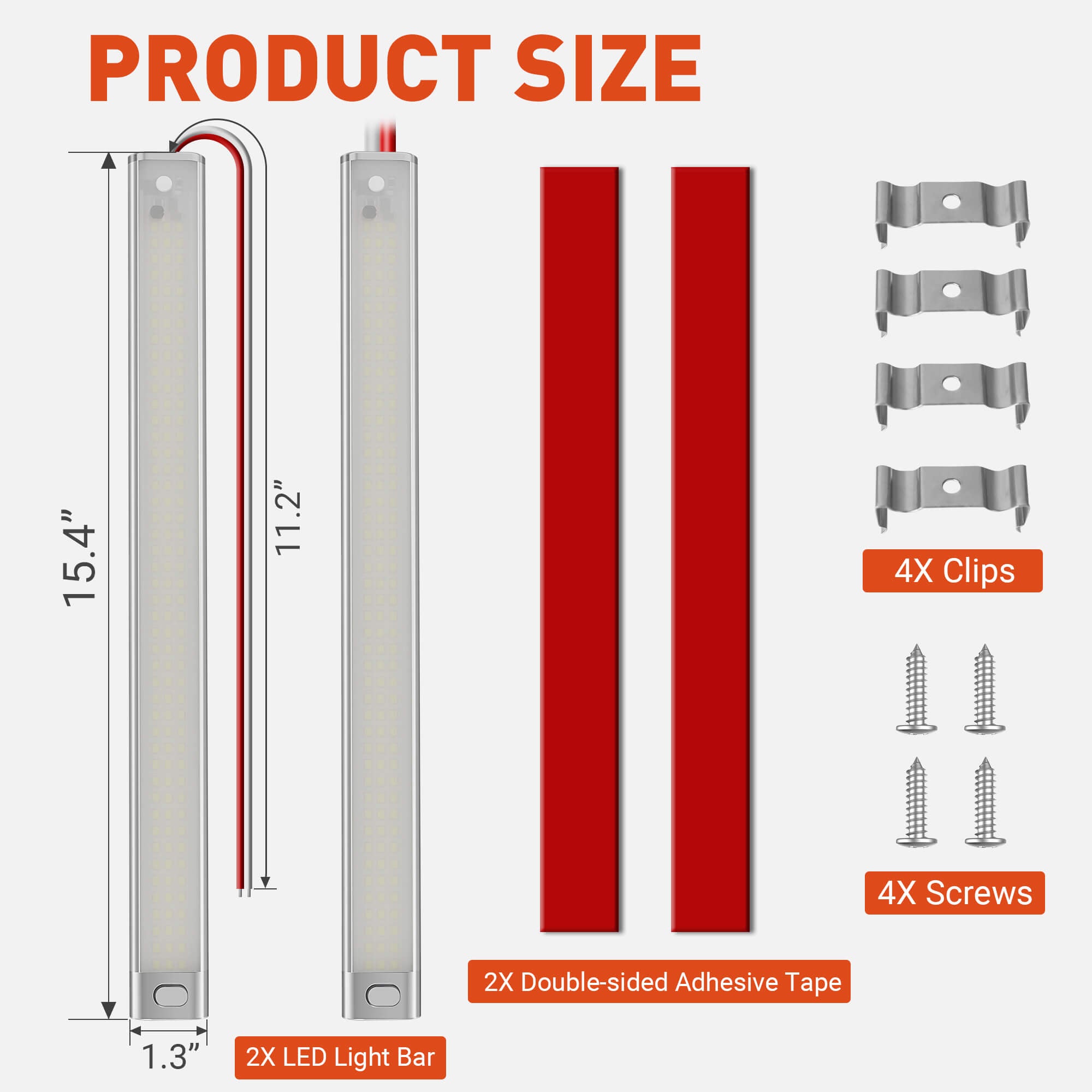 12V LED Interior Light Bar, 168LEDs 16W Led Strip Lights with ON/Off Switch, for Enclosed Cargo Trailer Car RV(2 Pack)