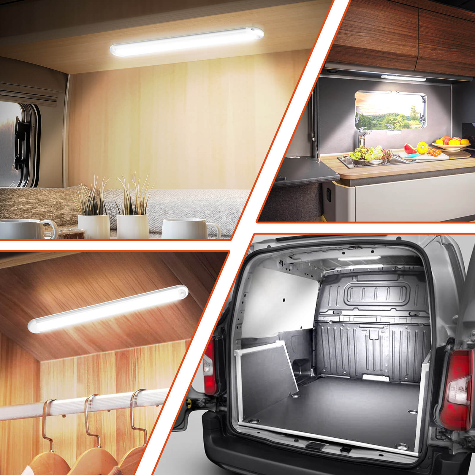 12V LED Interior Light Bar, 120LEDs 28W Led Strip Lights with ON/Off Switch, for Enclosed Cargo Trailer Car RV Van Truck (4 Pack)