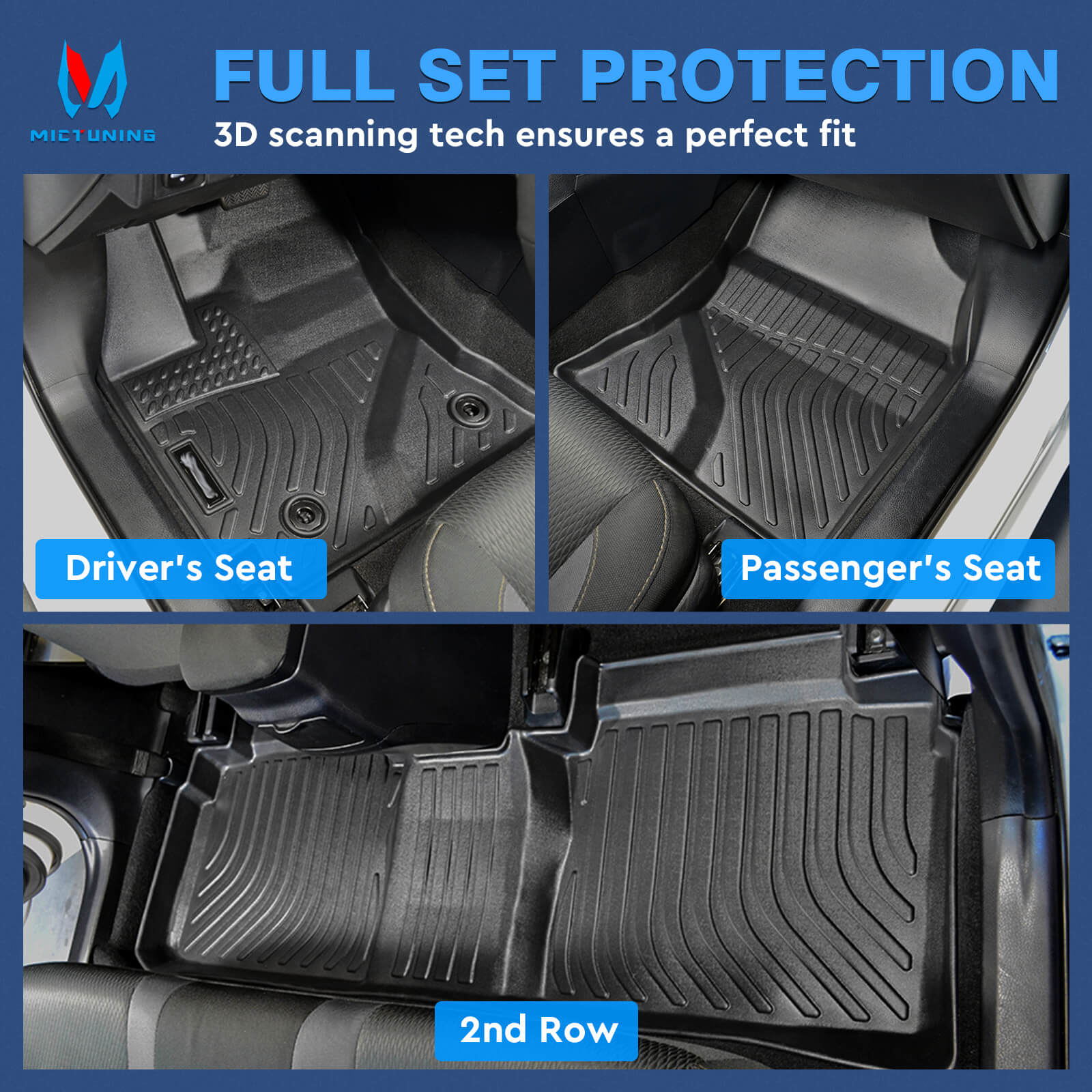 Toyota Corolla 2014-2019 with AT Floor Mats, 1st & 2nd Row Liner Set Custom Fit