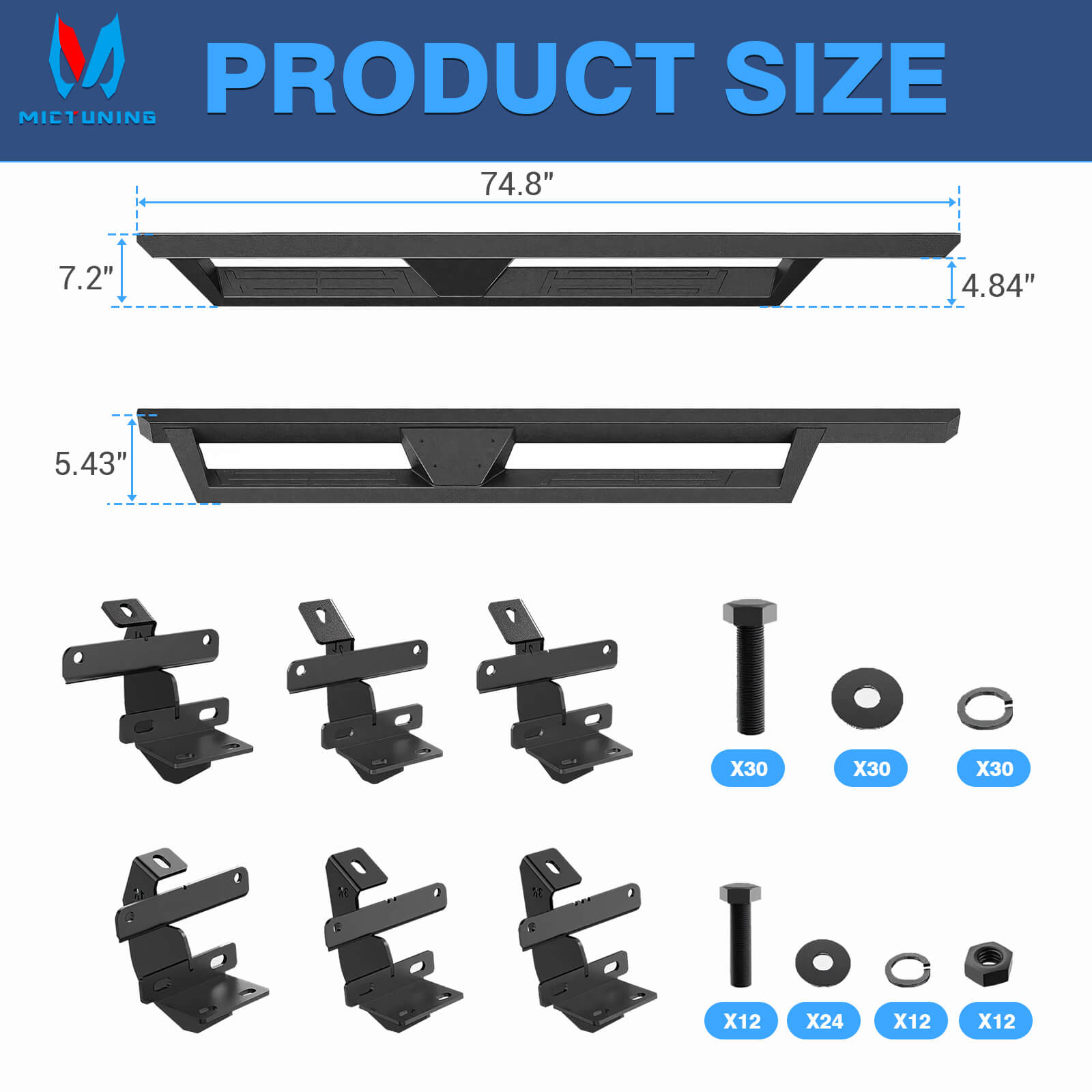 2021-2022 Ford Bronco 4 Door Side Running Boards, Heavy-Duty Side Steps