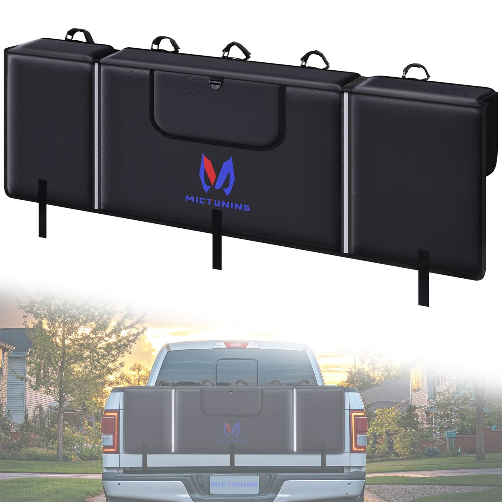 Tailgate Bike Pad for Mountain Bike, Secure 2 Bikes/5 Bikes on Truck, with Reflective Strips and Tool Pocket