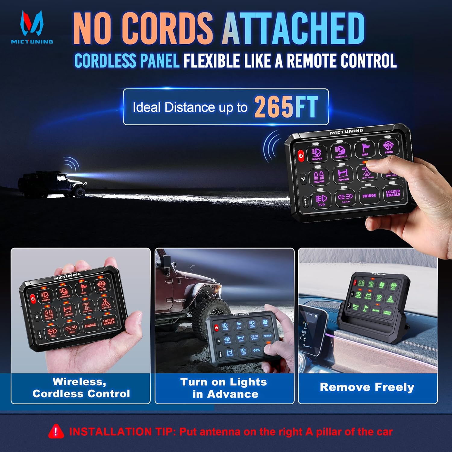 MICTUNING P1s Wireless 8/12 Gang Switch Panel | App Control 8/12 Gang Switch Panel