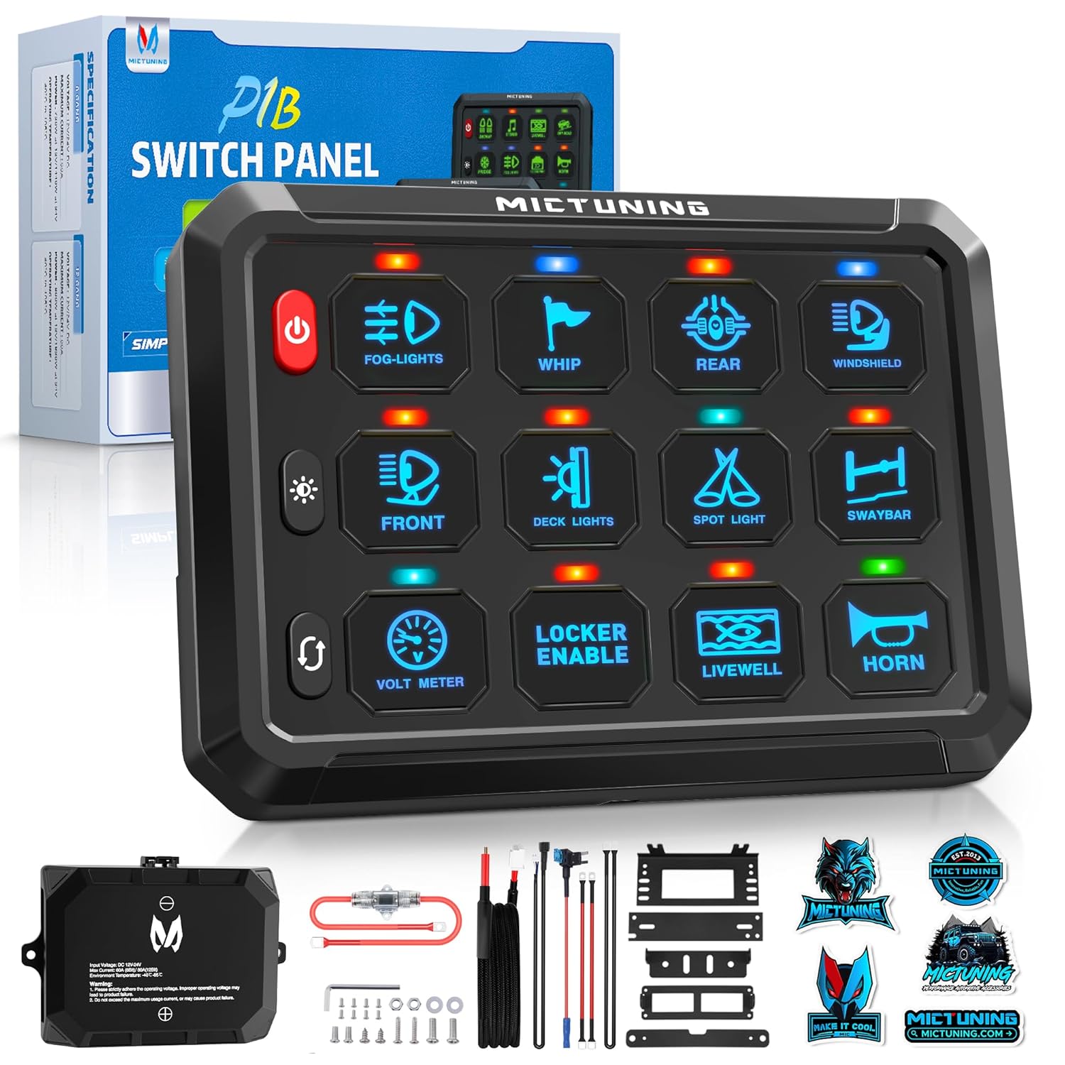 Blue/Green P1S Switch Panel | P1s-X Switch Panel | P1B Switch Panel, 8/12 Gang Multifunction Switch Panel