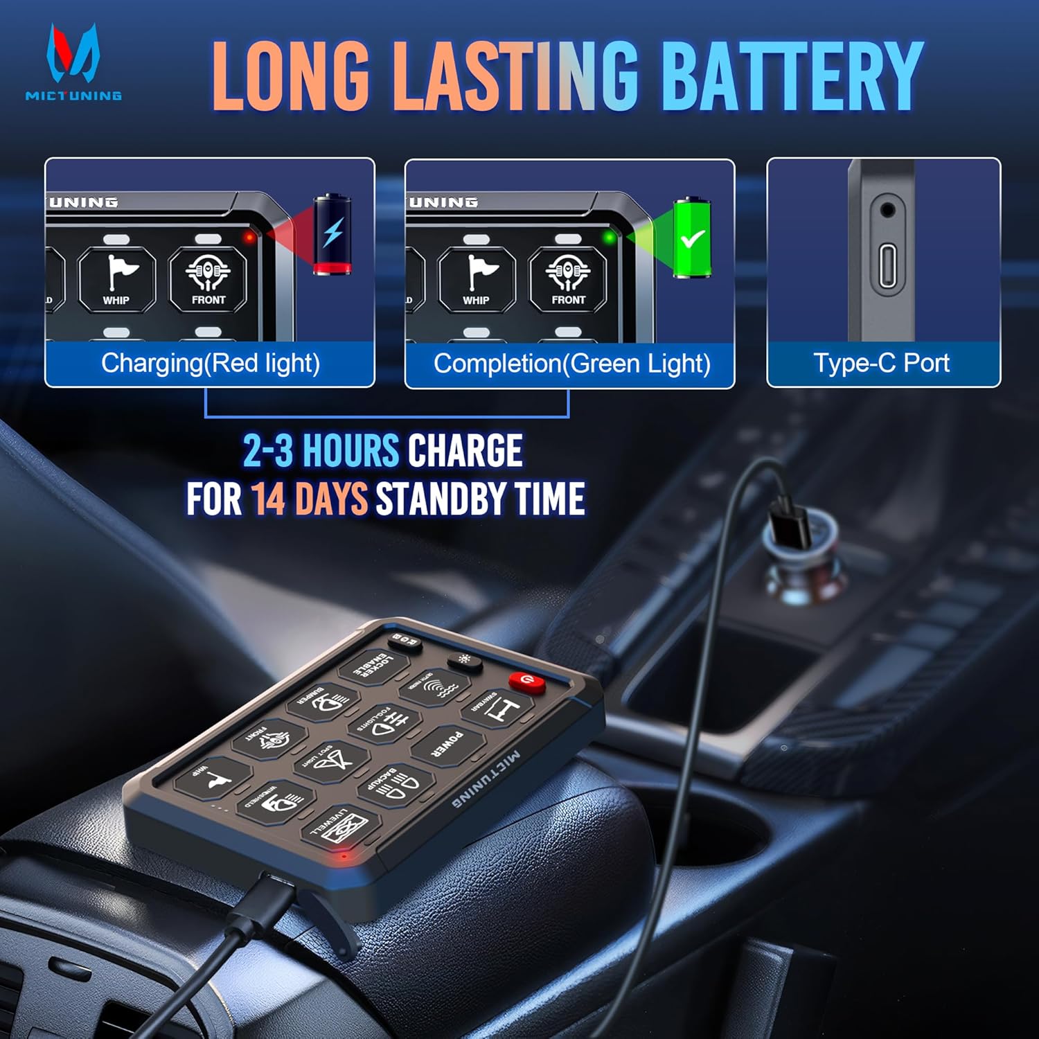 MICTUNING P1s-AC Wireless Cordless RGB Switch Panel 8/12 Gang, Up to 1