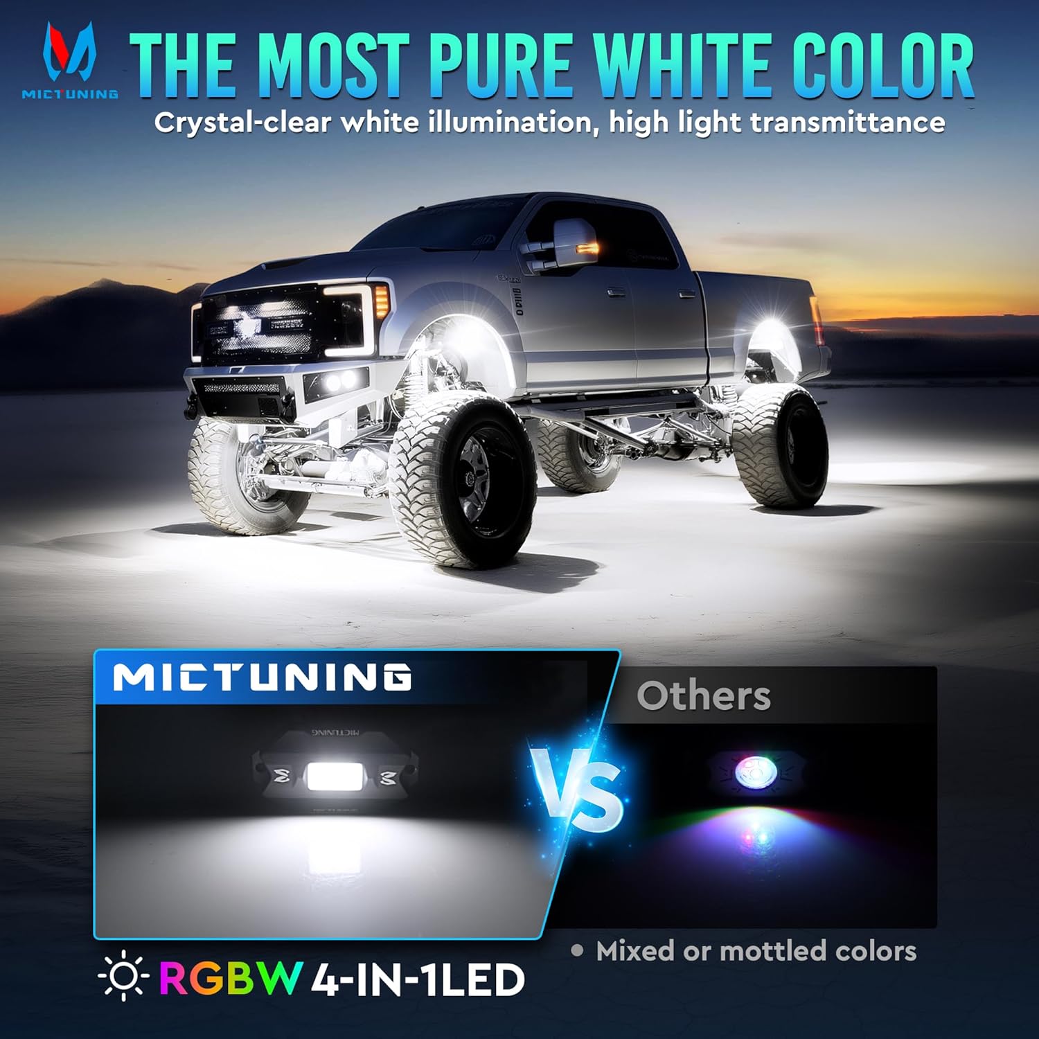 MICTUNING C1 RGBW LED Rock Lights 4-16 Pods Multicolor Underglow