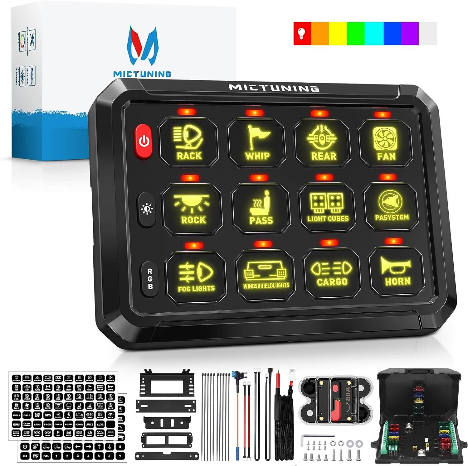 P1s RGB 8/12 Gang Switch Panel 3 Silicone Button, 5-Level Brightness Multifunction Switch