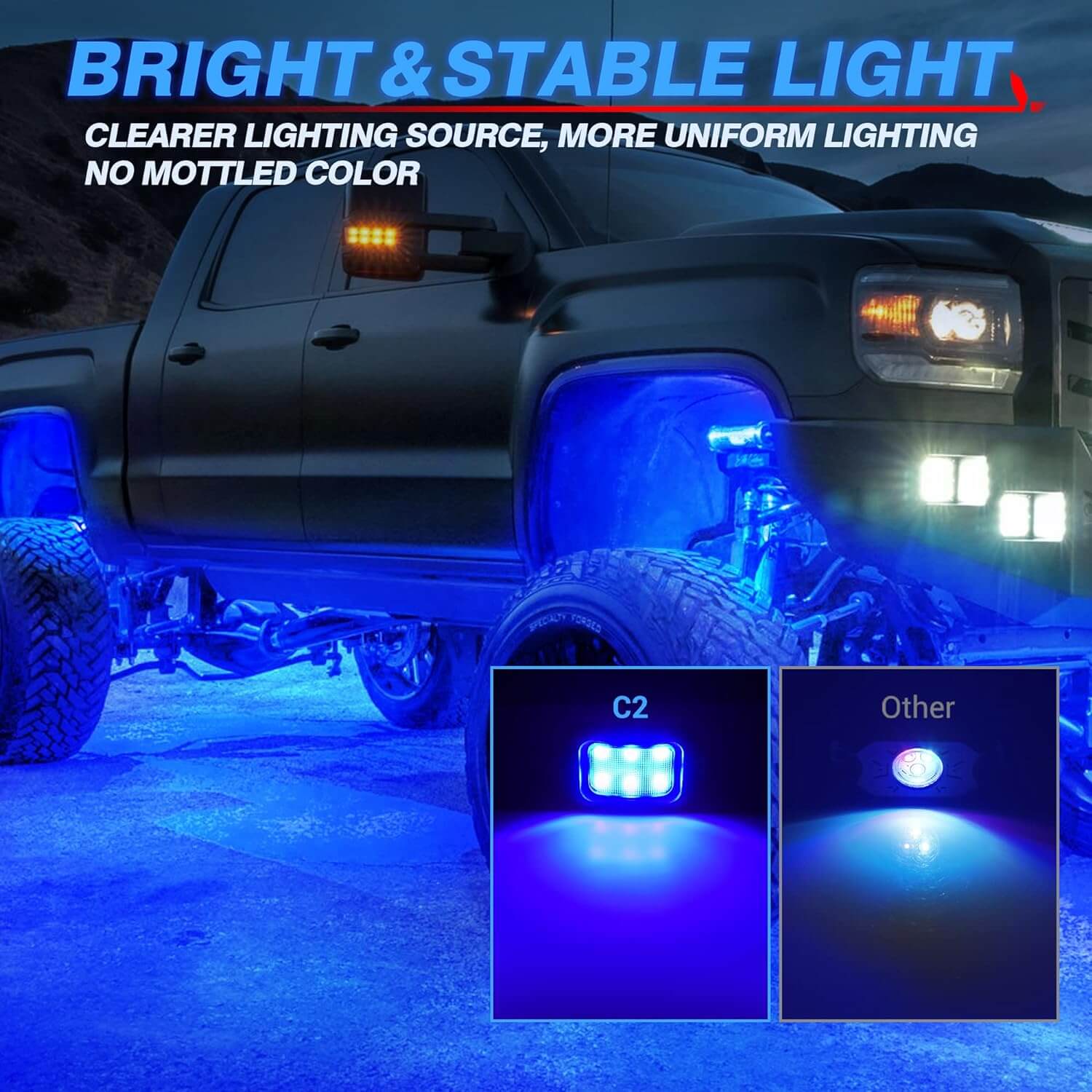 C2 Curved LED Rock Light Pure Sigle Color 4-16 Pods, White/Blue/Red/Green