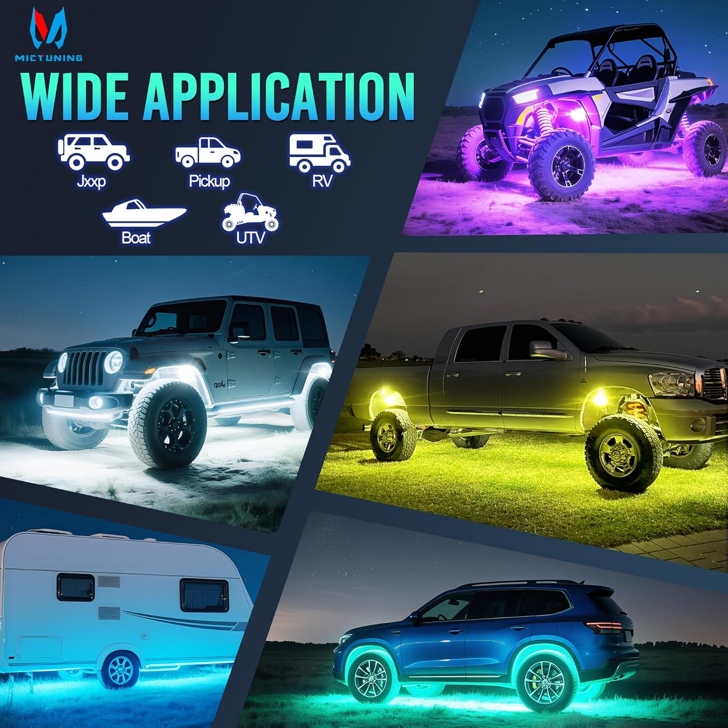 C1 RGBW LED Rock Lights 4-16 Pods Multicolor Underglow Neon Offroad Light Kit
