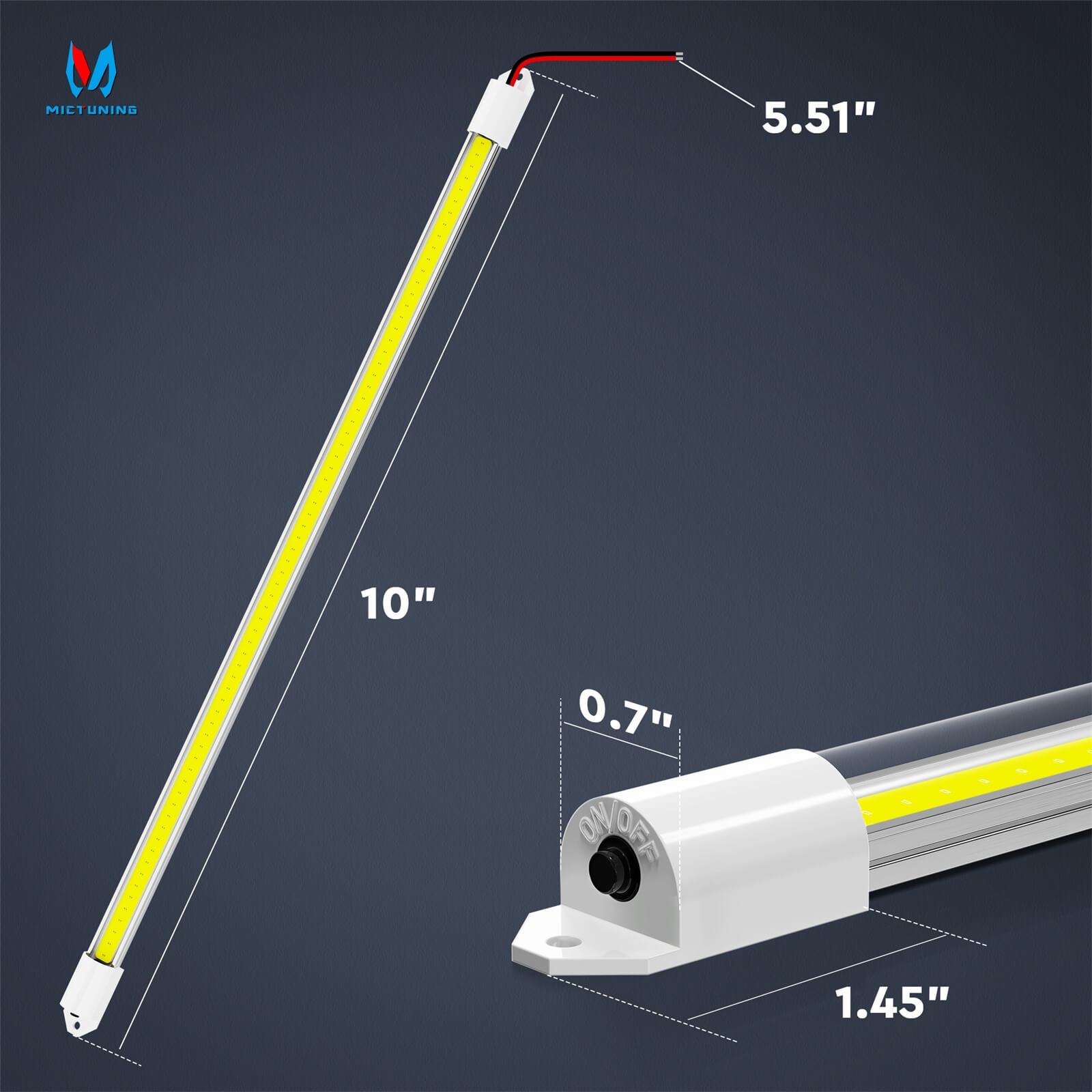 COB LED Interior Light Bar 4pcs, 6000K Strip Lights with ON/Off Switch, for Enclosed Cargo Trailer Car RV