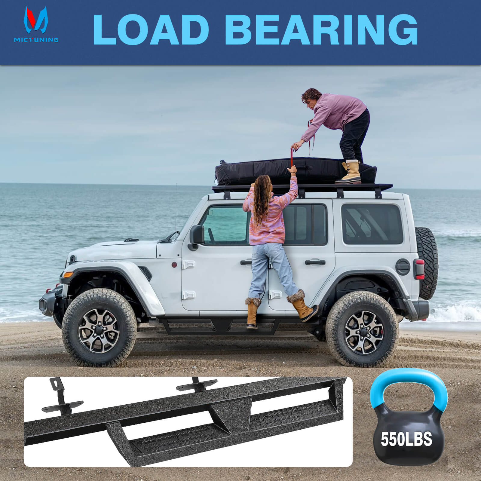 2018-2023 Jeep Wrangler JL Unlimited 4 Door Side Running Boards, Heavy-Duty Side Steps