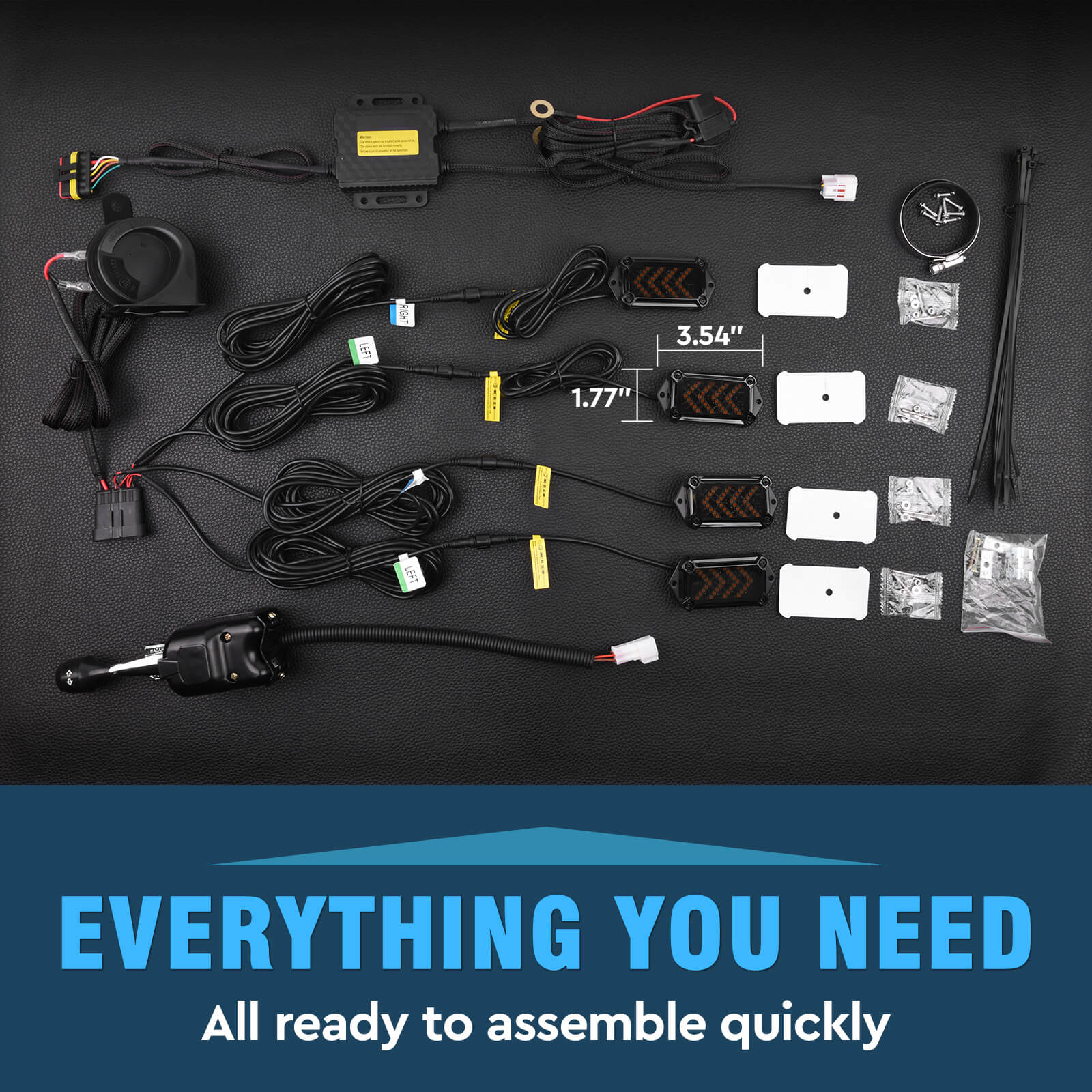 UTV Turn Signal Kit with 110D Horn & Lever Switch, UTV ATV Arrow-Flow Blinker with Rocker Switch, Universal Street Legal Turn Signals Compatible with Polaris, Can-Am, Teryx, CFMOTO