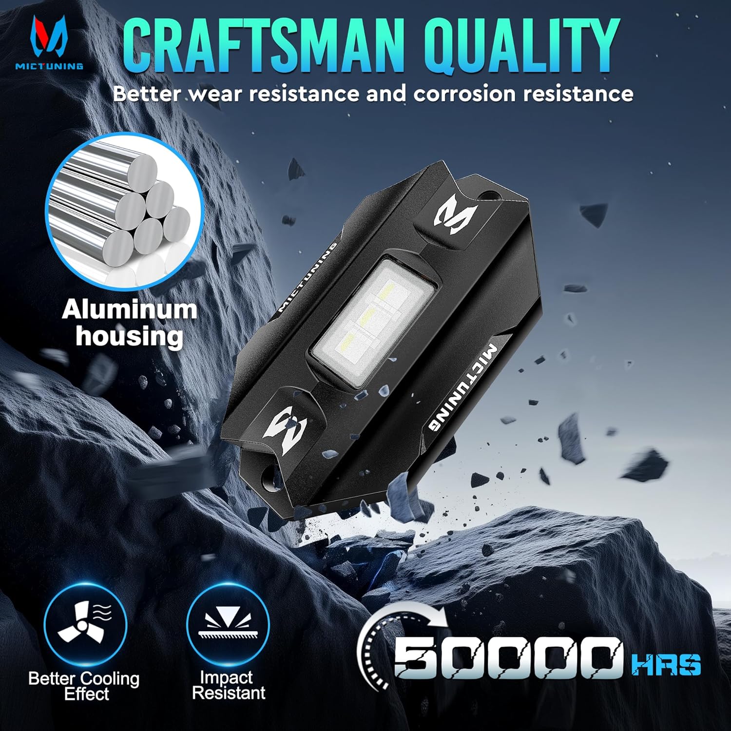 MICTUNING C1 RGBW LED Rock Lights 4-16 Pods Multicolor Underglow