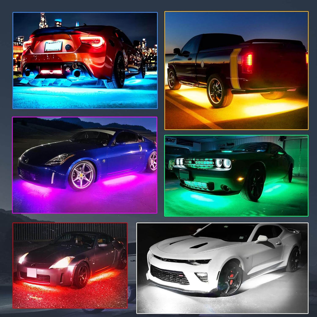MICTUNING N8 Aluminum RGBW LED Car Underglow Kit - Bluetooth App Control, 12V Light Strip