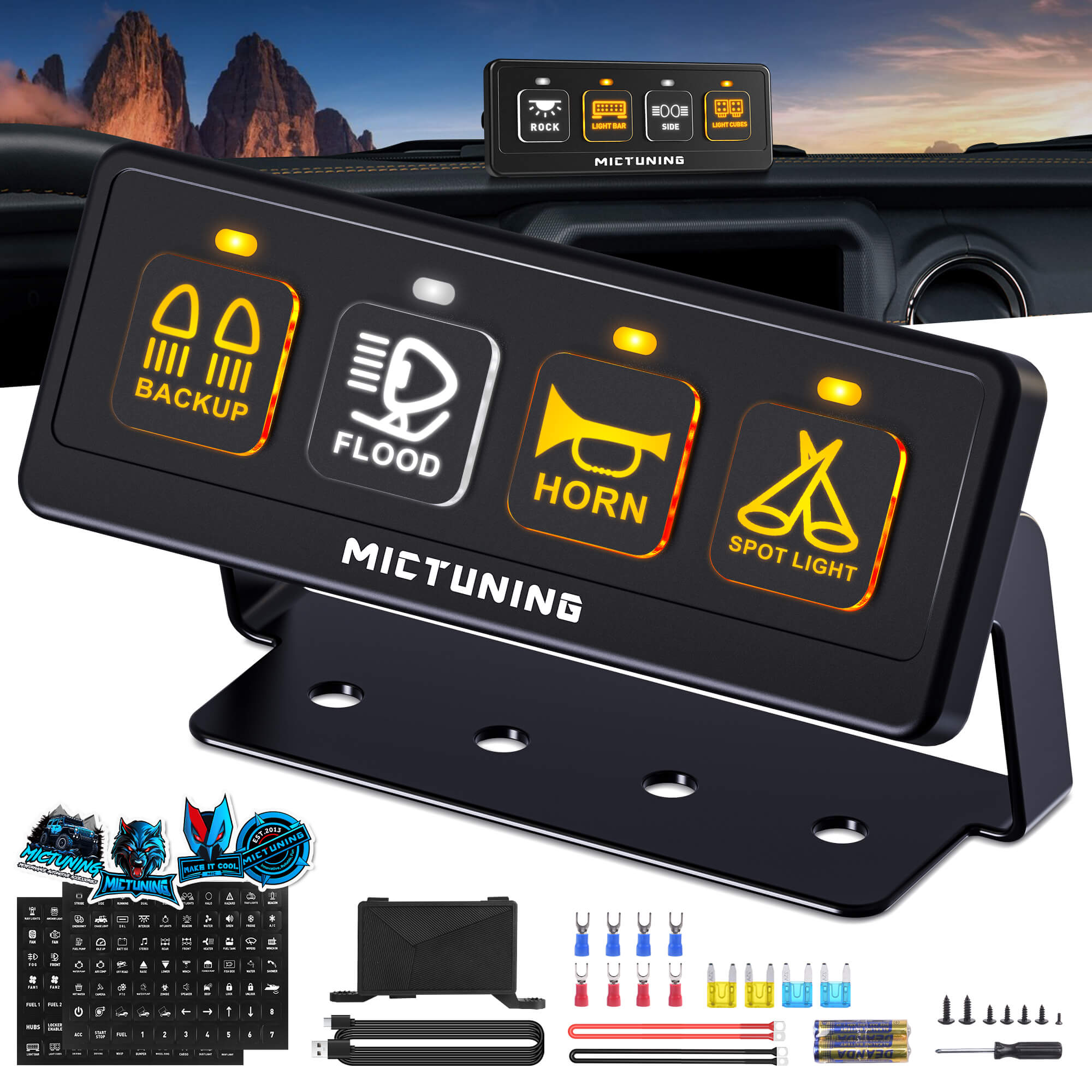 BA40/BA60 Wireless Switch Panel 4 Gang/6 Gang, Up to 164FT Range, 12V 60A Auxiliary Car Switch Panel