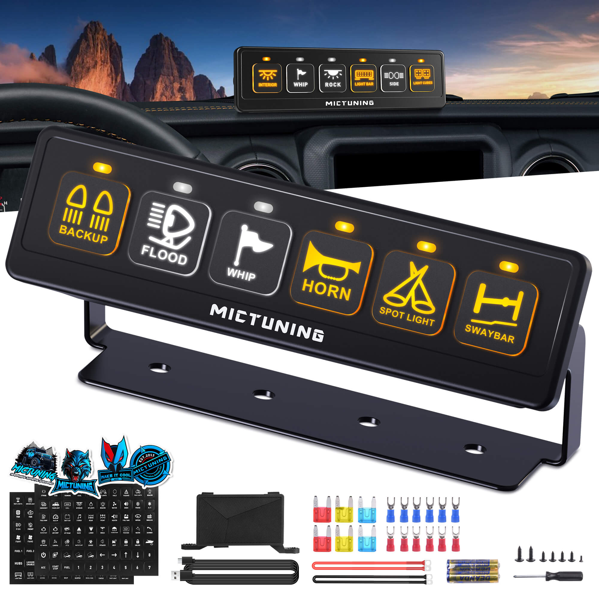 BA40/BA60 Wireless Switch Panel 4 Gang/6 Gang, Up to 164FT Range, 12V 60A Auxiliary Car Switch Panel