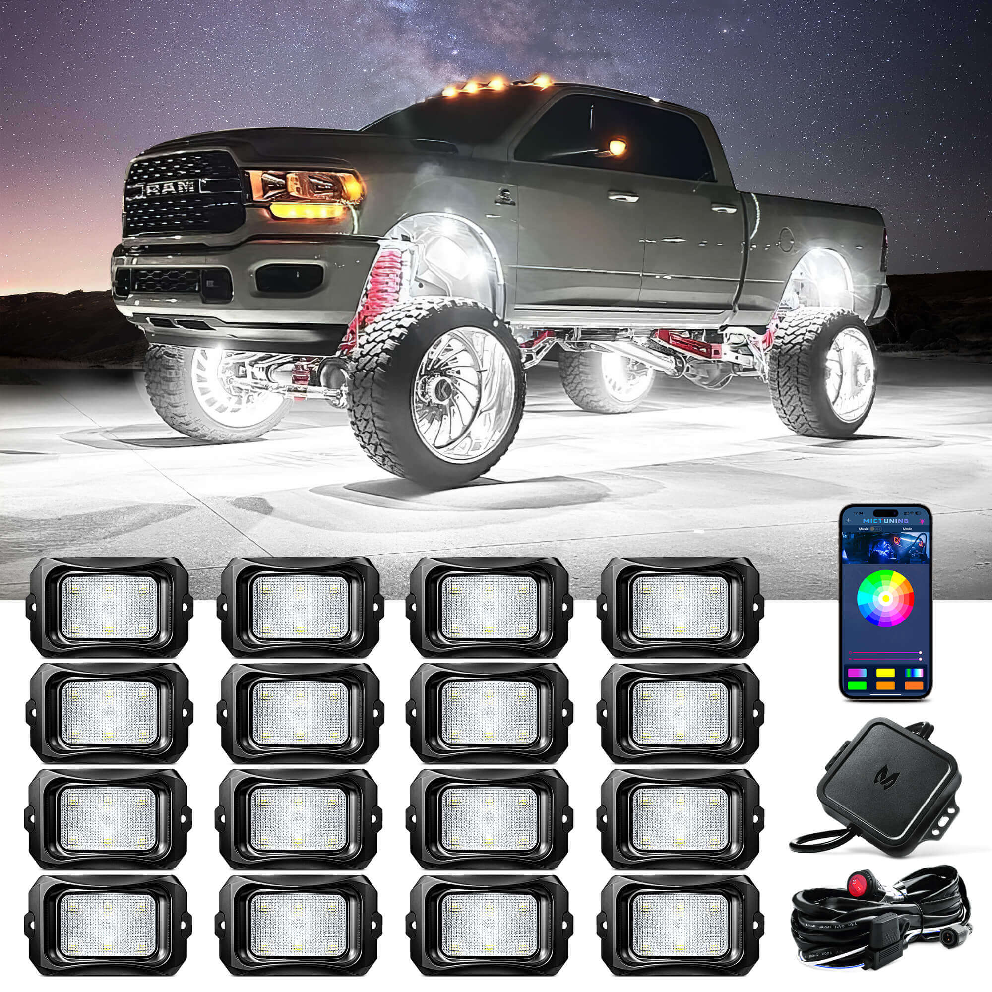 C2 Curved RGBW LED Rock Lights - 4-16 Pods Multicolor Neon LED Light Kit