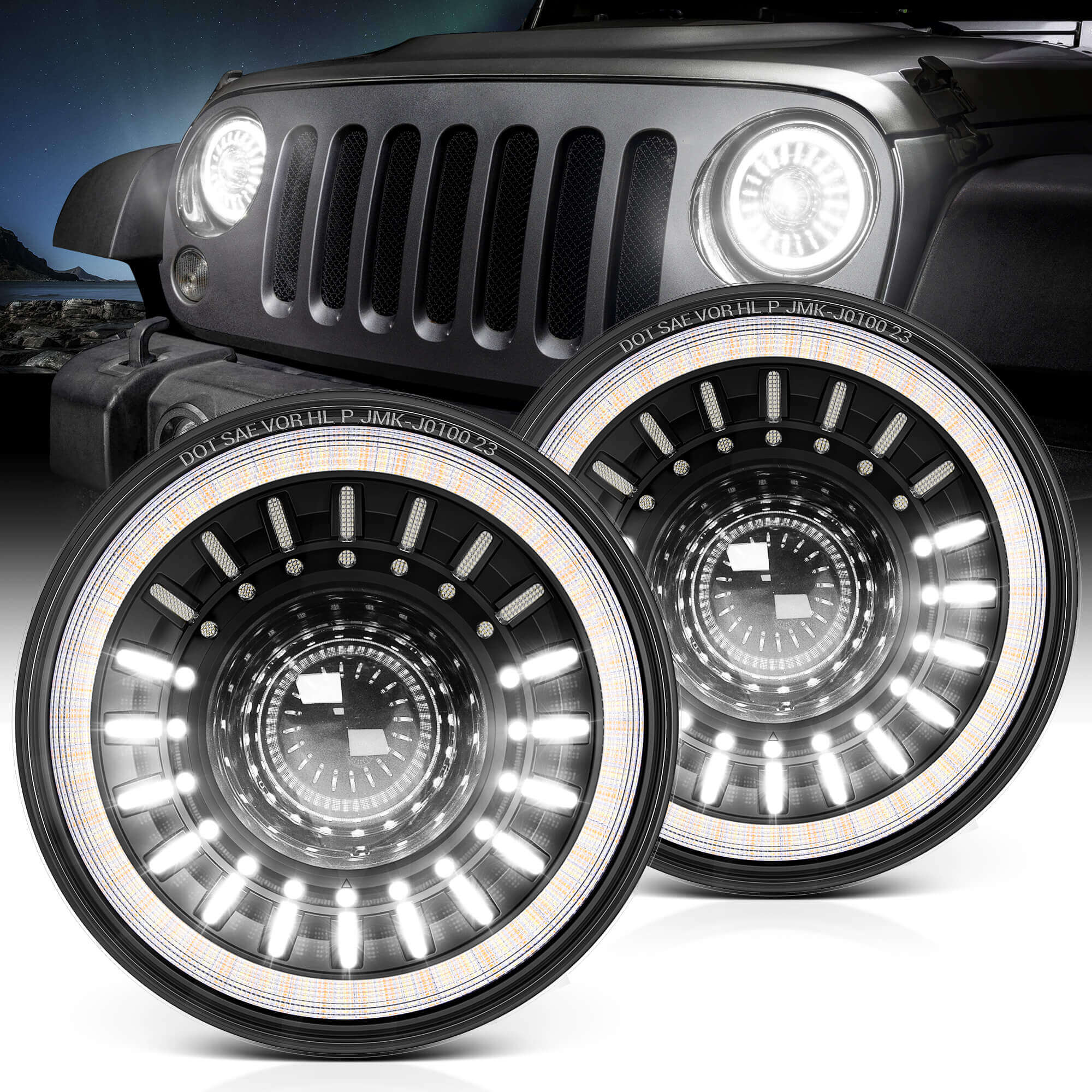 7″ Led Headlights for Jeep Wrangler JK/TJ/LJ 1997-2018, MICTUNING