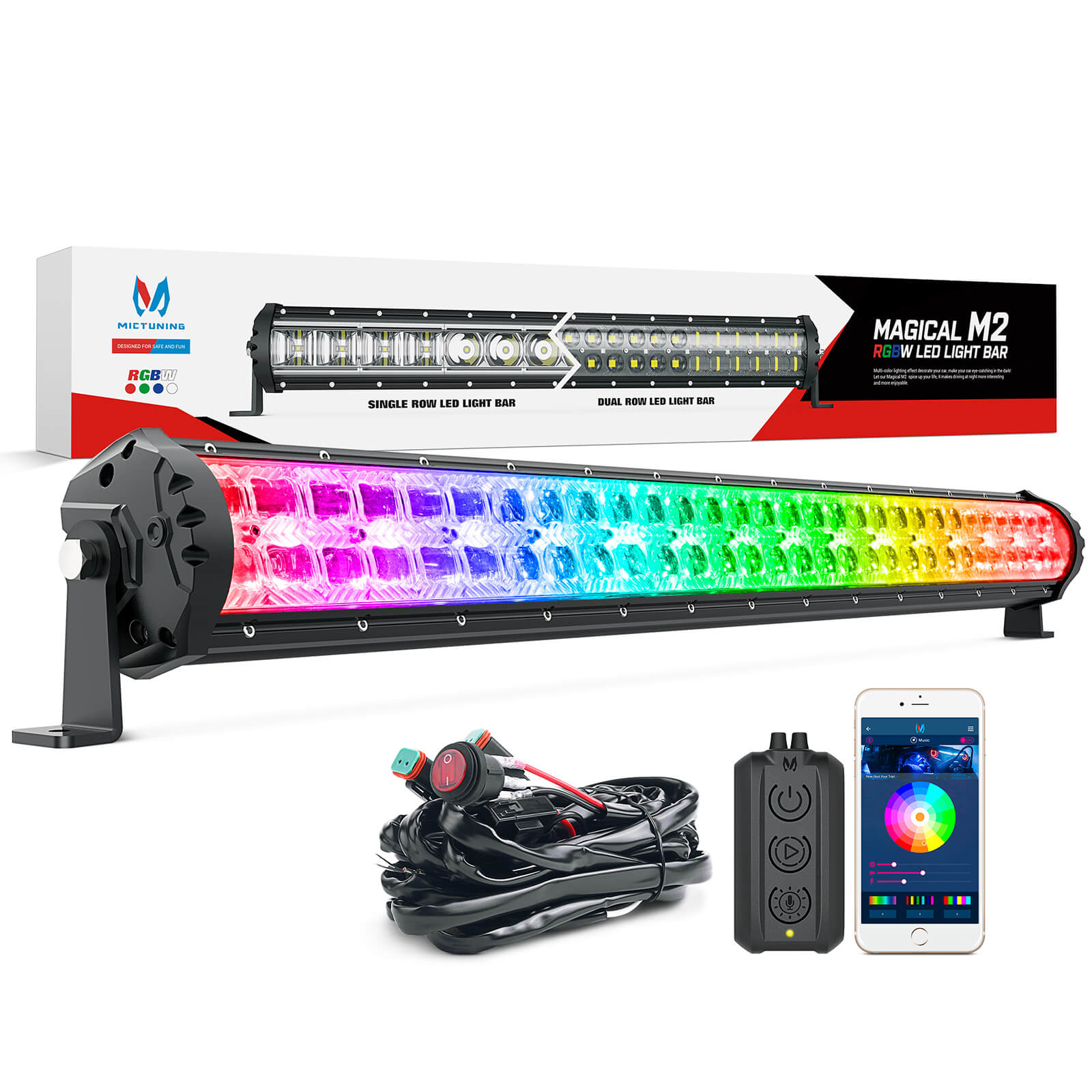 M2 RGBW LED Light Bar Dual Row 22 Inch / 32inch Off Road Driving Light