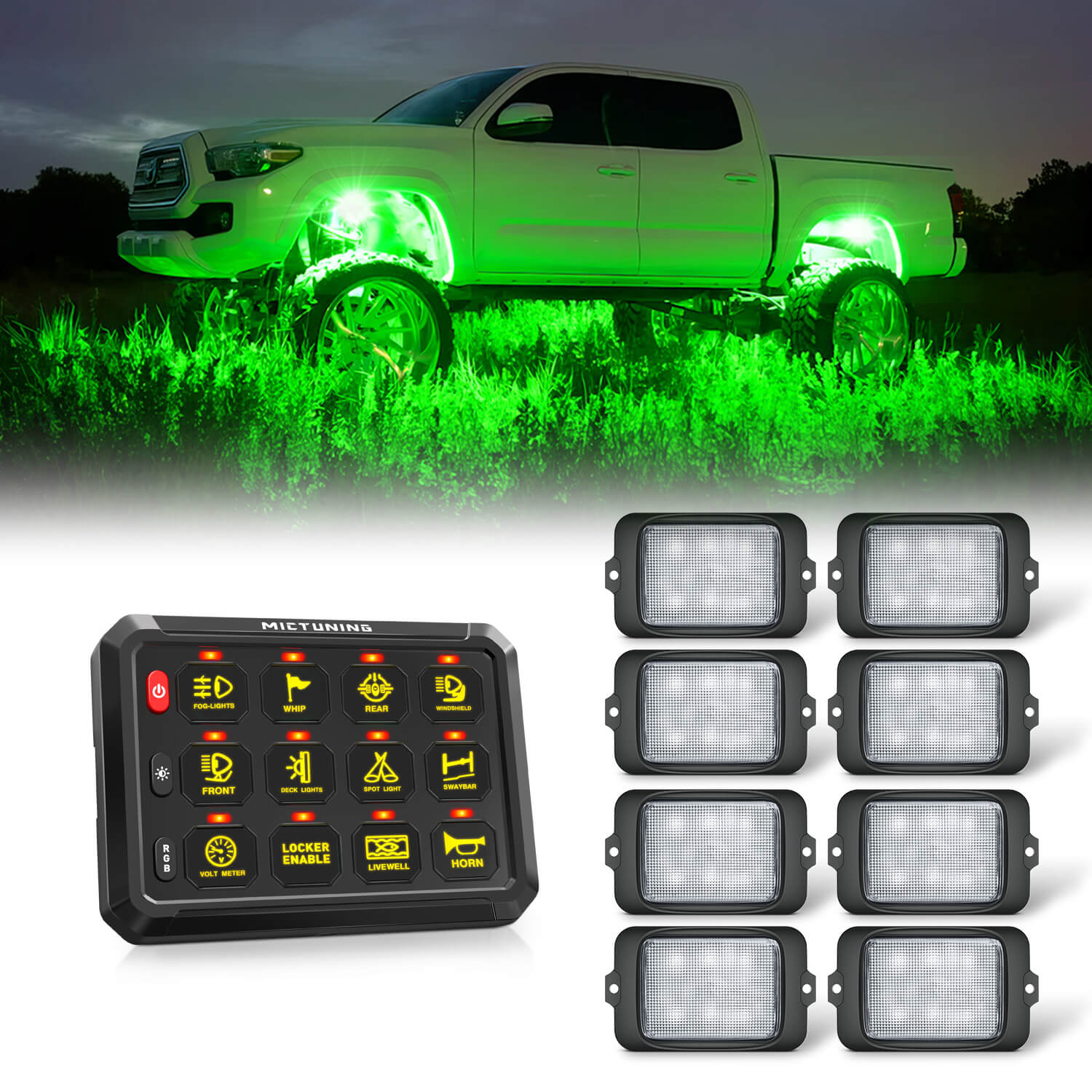 MICTUNING Upgraded P1s RGB Switch Panel with C3 RGBW LED Rock Lights