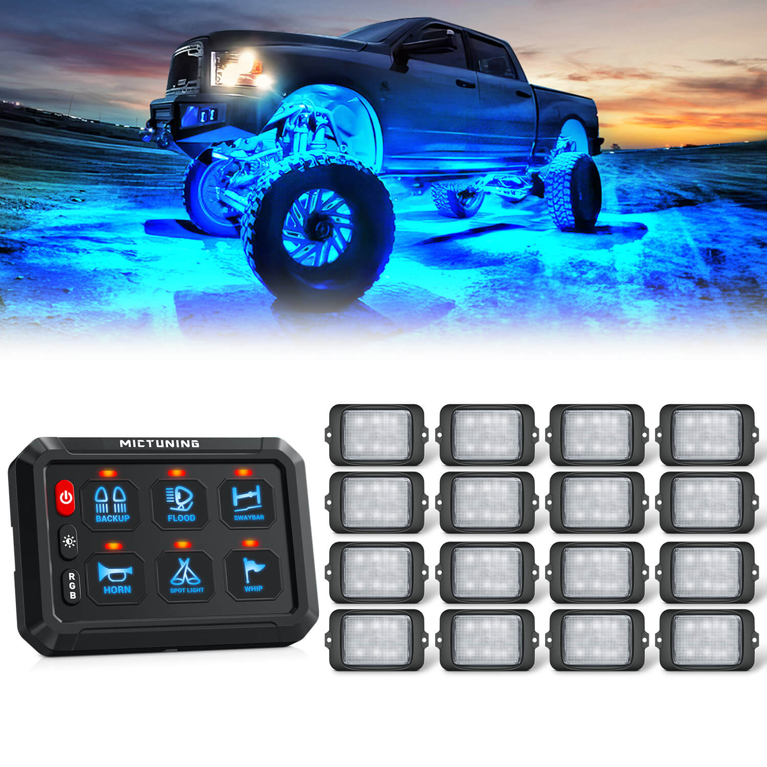 MICTUNING Upgraded P1s RGB Switch Panel with C3 RGBW LED Rock Lights