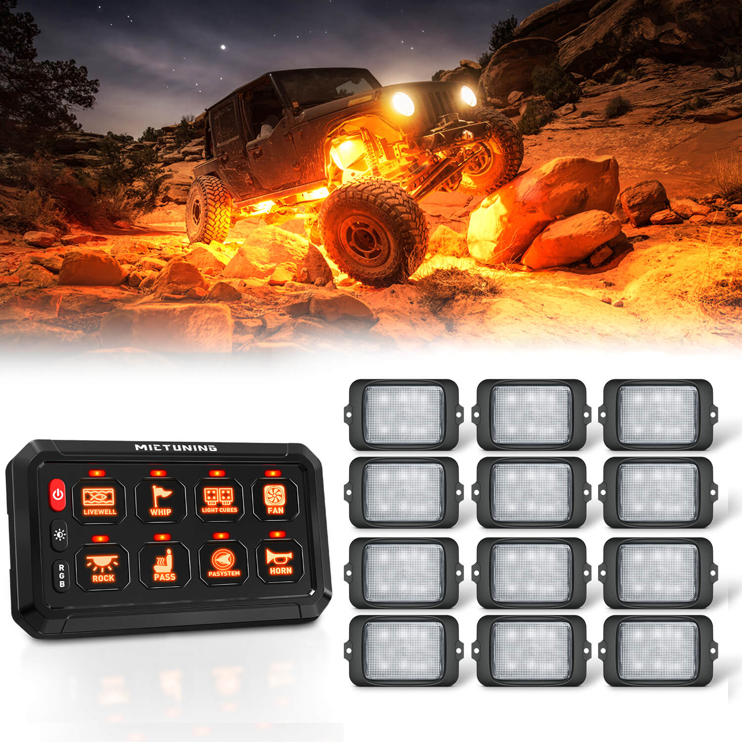 MICTUNING Upgraded P1s RGB Switch Panel with C3 RGBW LED Rock Lights