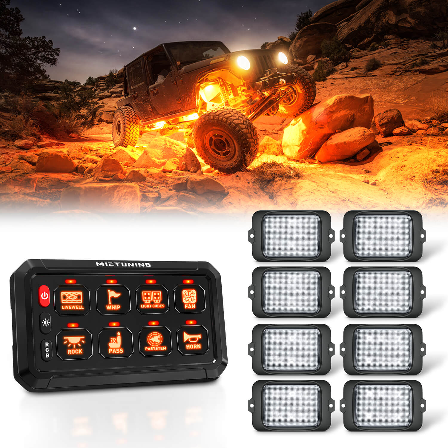 MICTUNING Upgraded P1s RGB Switch Panel with C3 RGBW LED Rock Lights