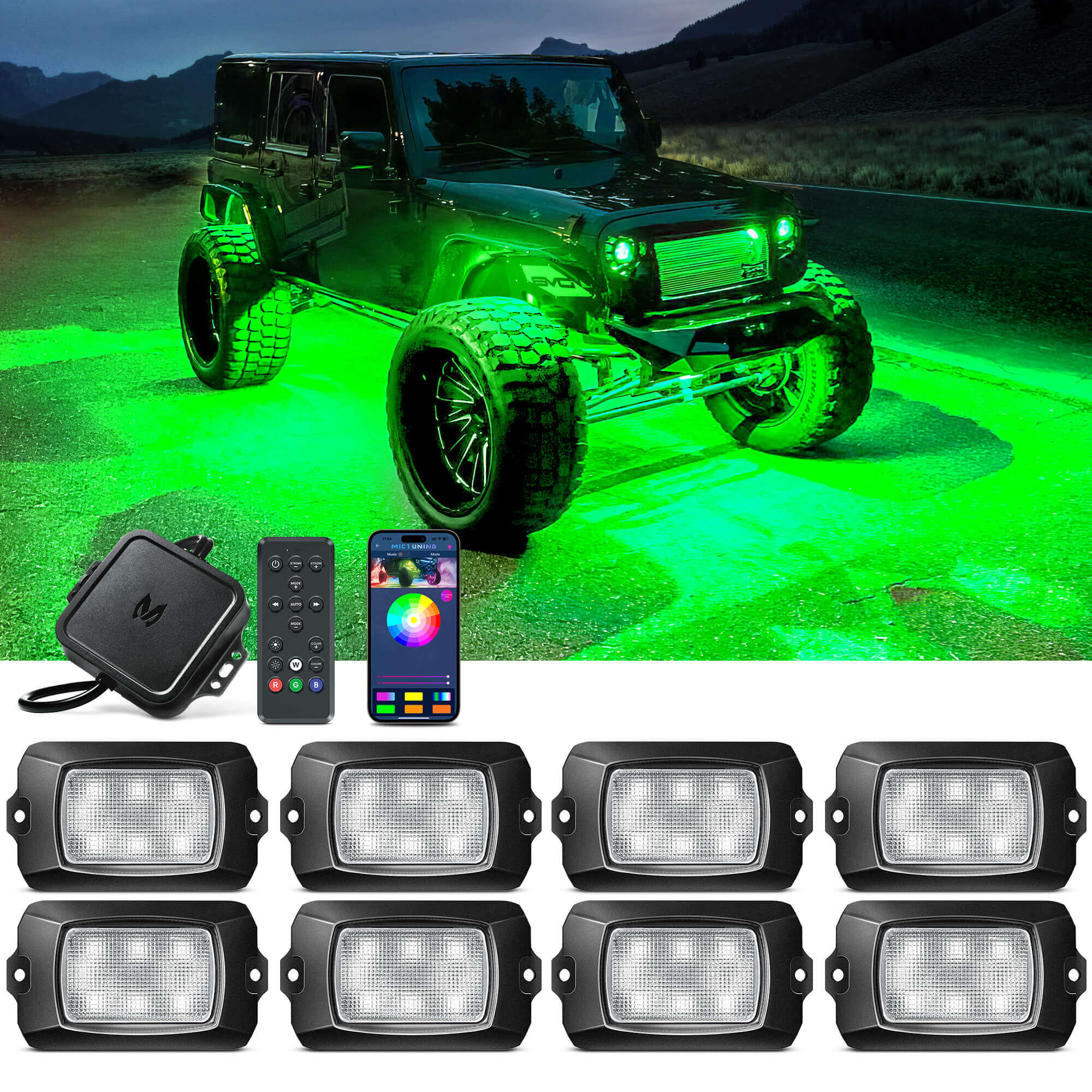 Q1 RGBW LED Rock Lights - 4-16 Pods  Neon LED Light Kit