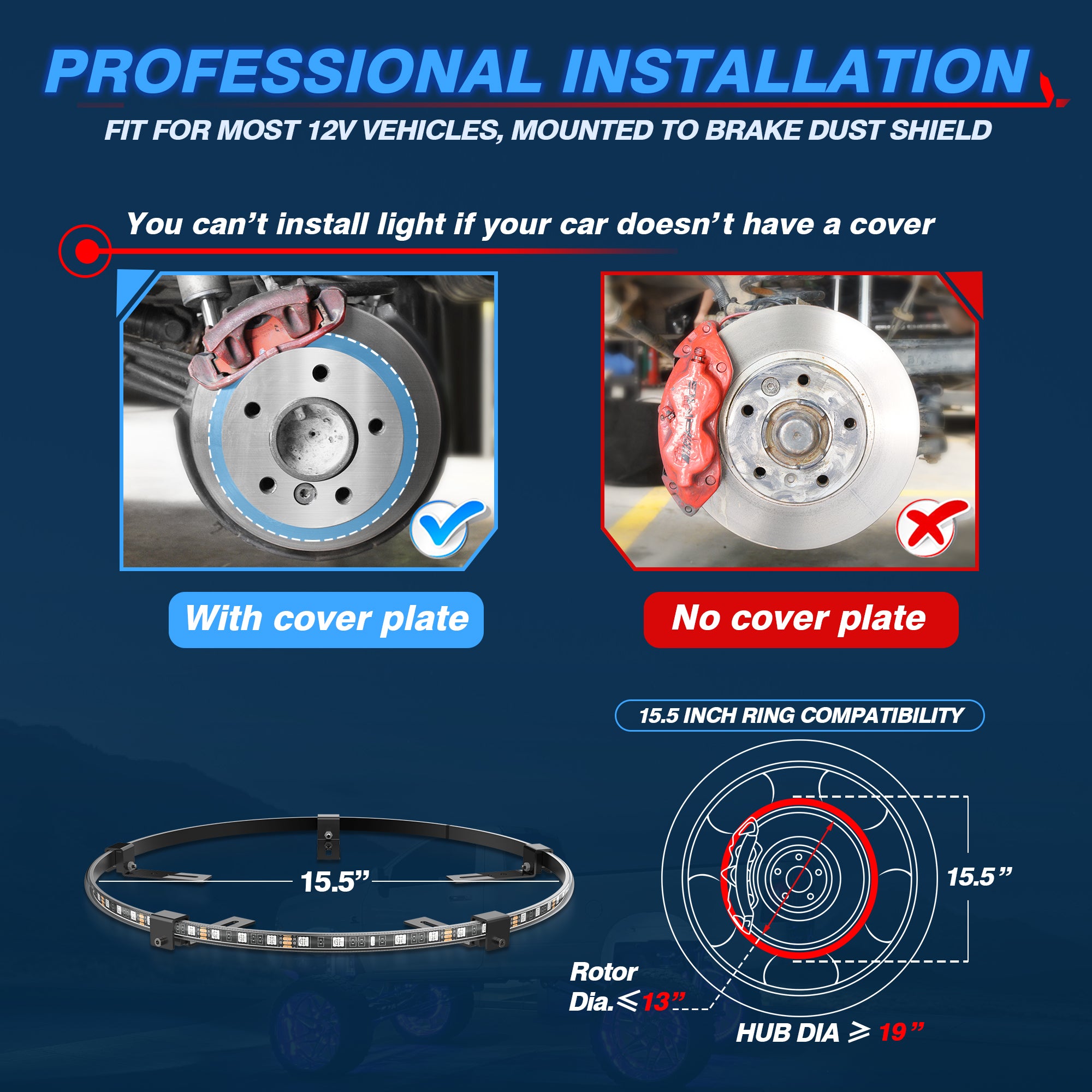 C4 4-Sided RGBW LED Rock Lights 8-16 Pods Bundle with V1 RGBW LED Wheel Ring Lights Kit 15.5″/17.5″