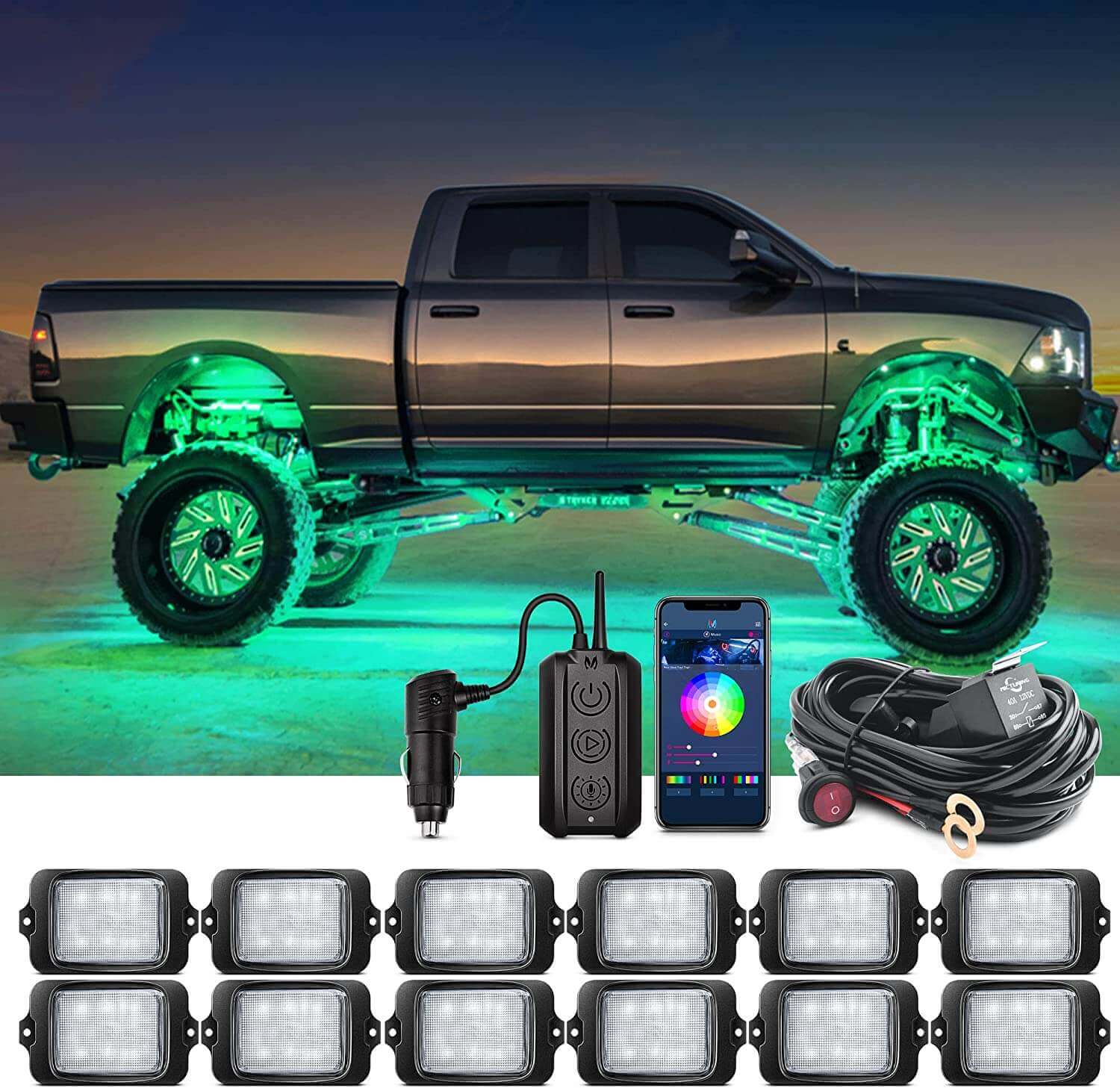 C3 Extensible RGBW LED Rock Lights - 4-32 Pods Wireless Control Multi-Color Neon Underglow Lights